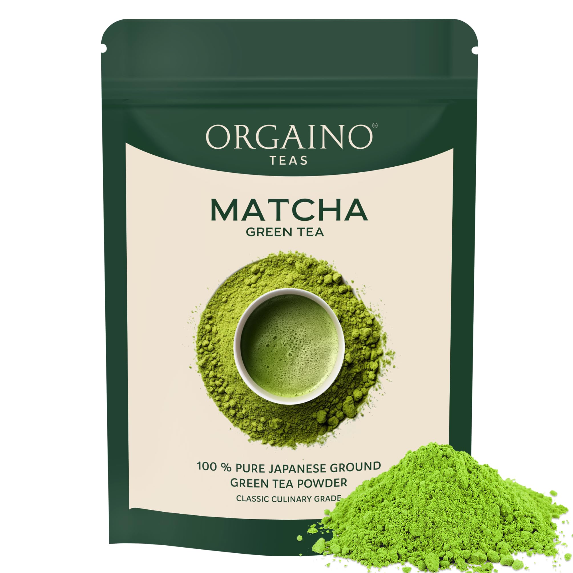 Orgaino Raw Matcha Green Tea Powder (50g, 25 Cups) | Japanese Matcha Powder | Premium Matcha For Weight Management, Antioxidants |Ideal for Lattes, Baking & Smoothies | NON - GMO