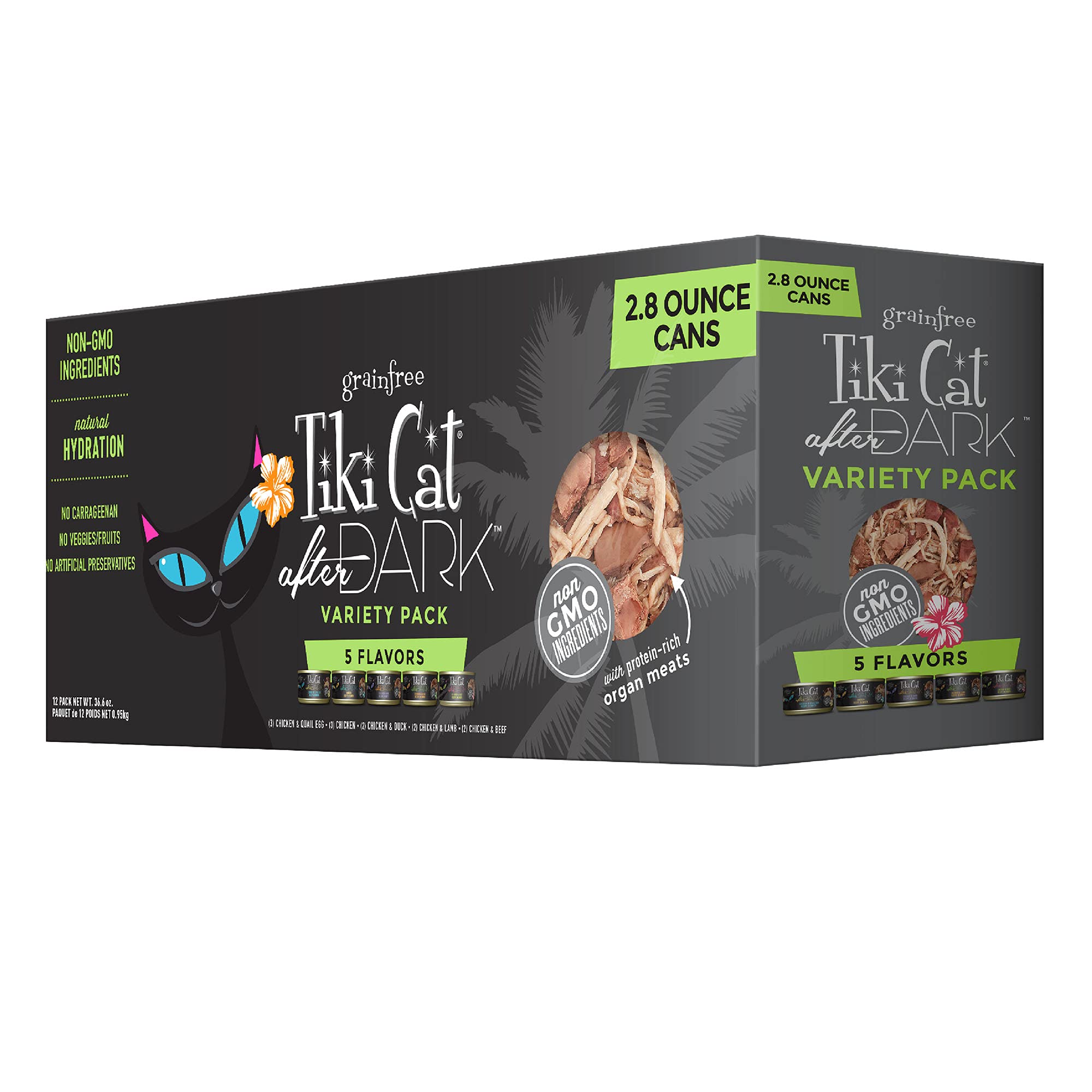 After Dark, Variety Pack, High-Protein and 100% Non-GMO Ingredients, Wet Cat Food for Adult Cats, 2.8 oz. Cans (Pack of 12)