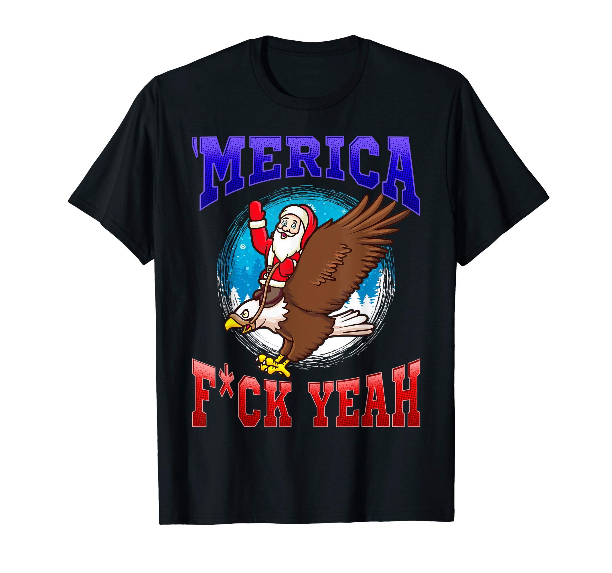 Christmas Tee StyleyChristmas Santa Claus American Bald Eagle America Fuck Yeah T-Shirt