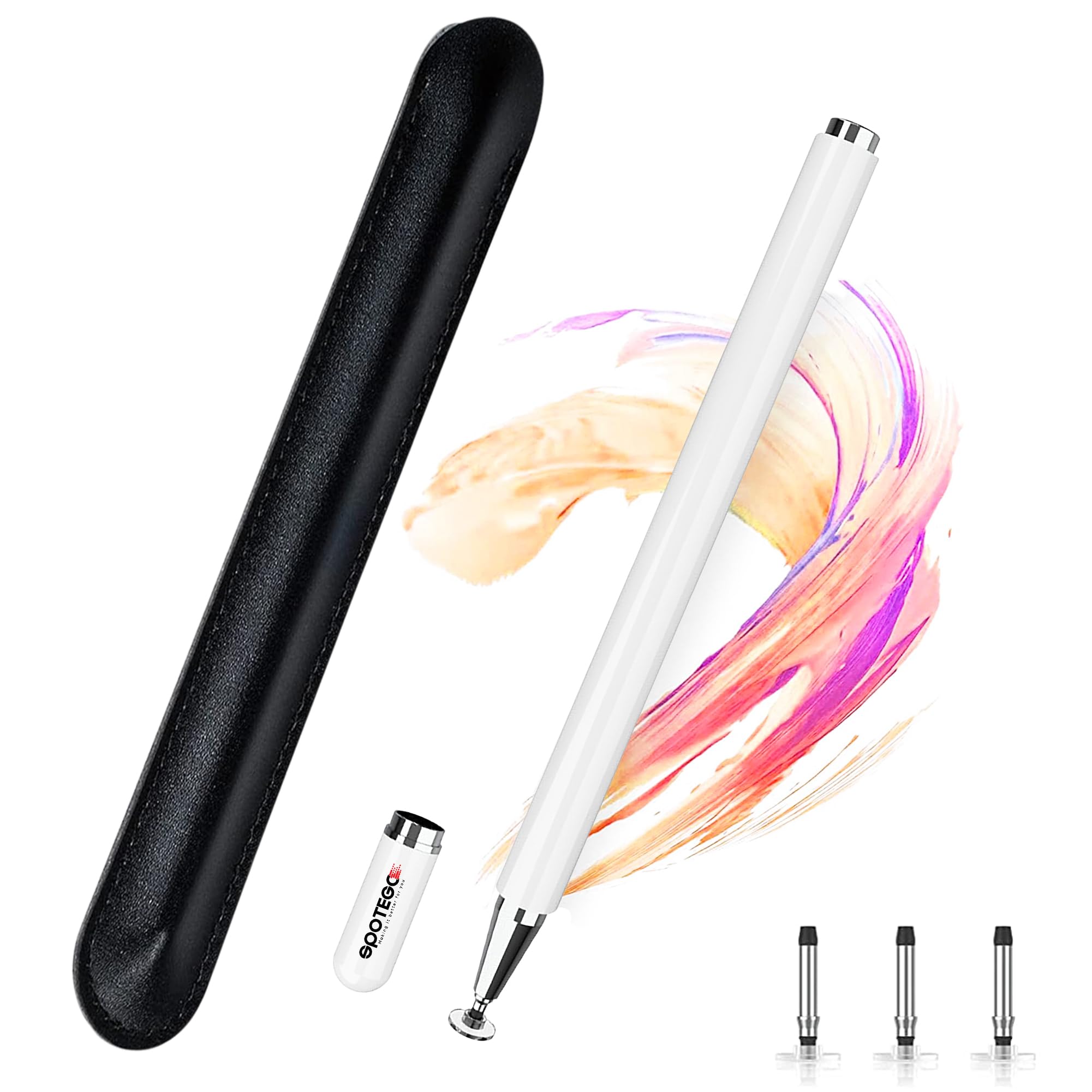 Spotegopassive stylus pen for touch screens, compatible for iOS and Android devices, iPad iPhone laptop Samsung phones and tablets, for Drawing and Handwriting. (white)