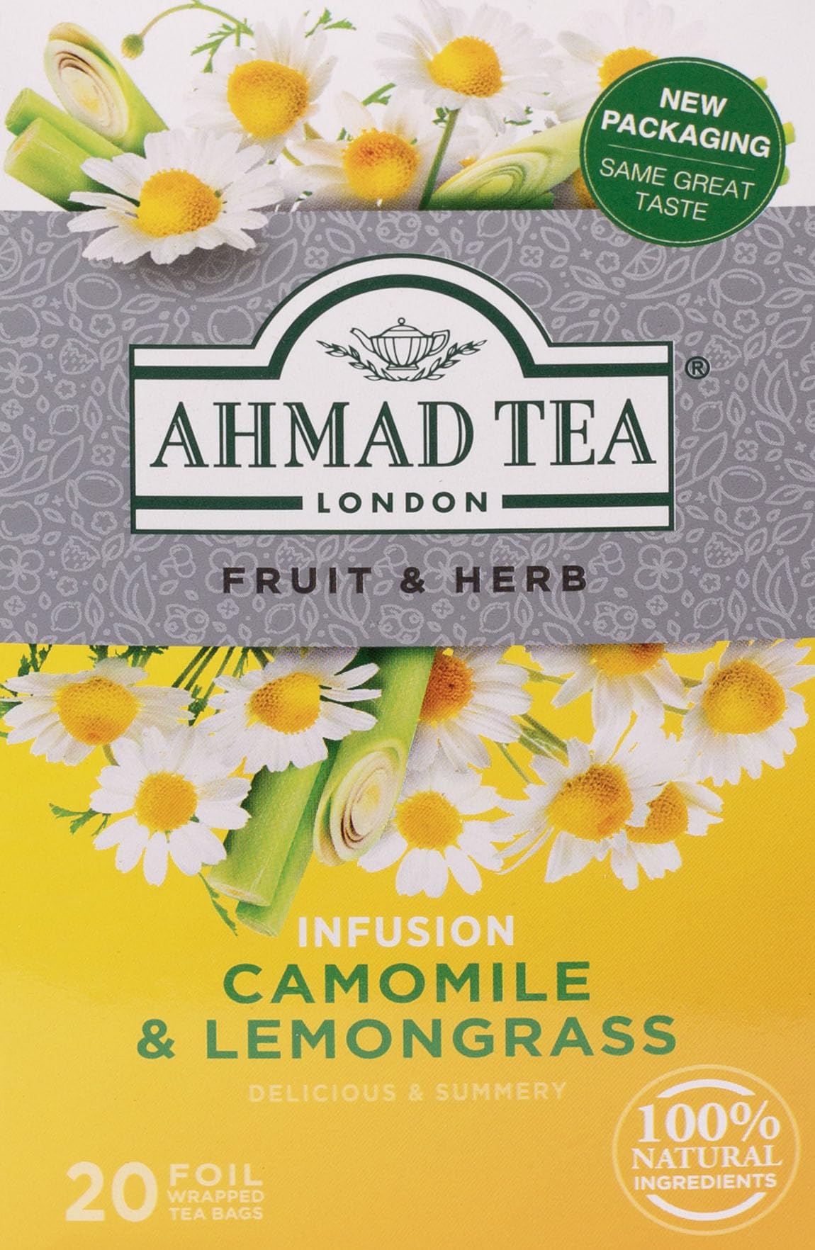 Ahmad Tea Camomile & Lemongrass Fruit & Herbal Infusion, 20 Enveloped Teabags