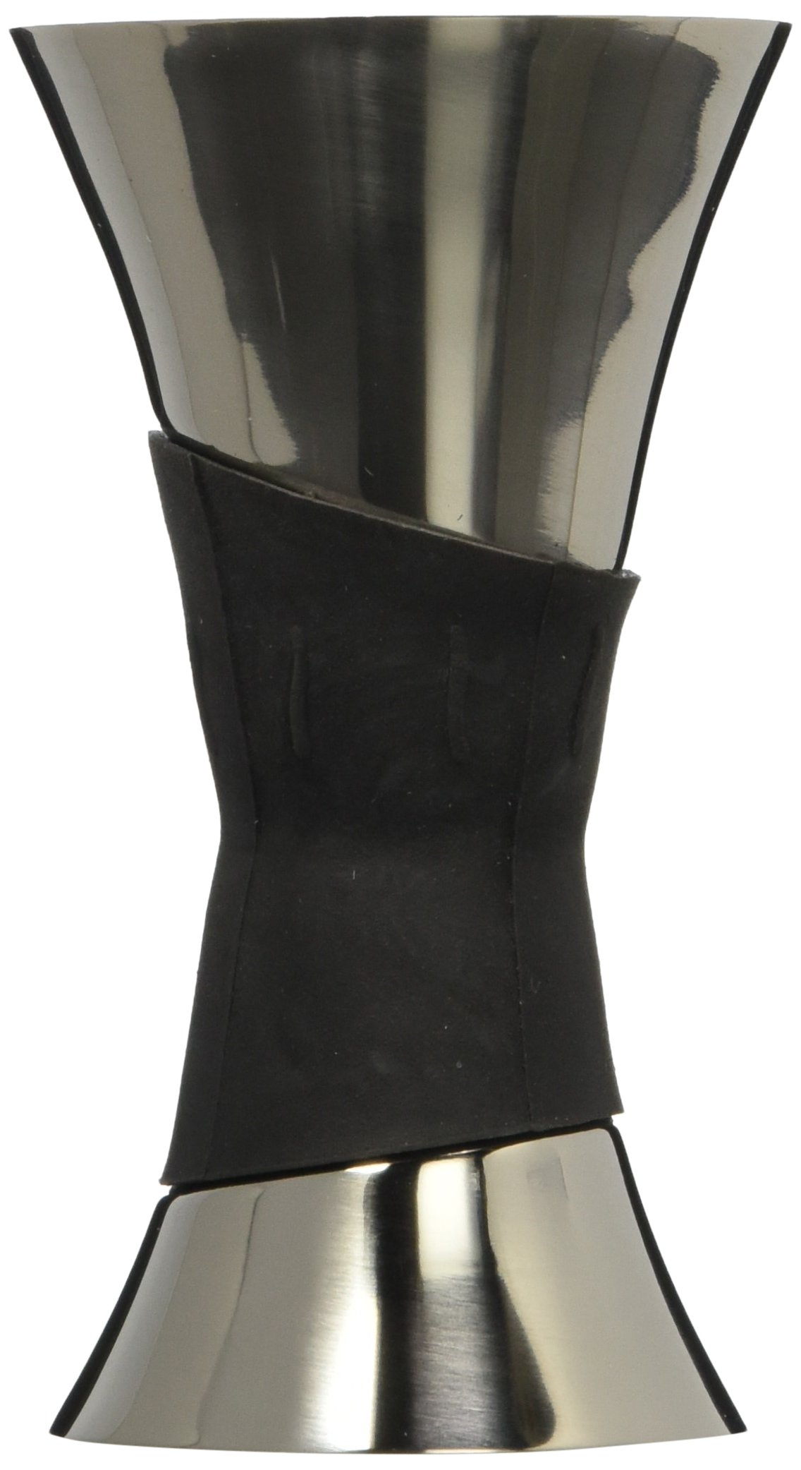 Cork Pops Giovanni Double Shot Glass With Easy To Hold Neoprene Center Grip, Silver Black