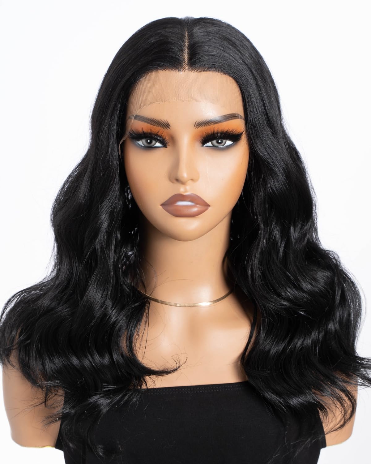 Style Icon Wigs Lace Front Loose Curly 17 Inches Hair Wigs Hair Replacement Synthetic Wigs For Women Heat Resistant Fibre (1B)