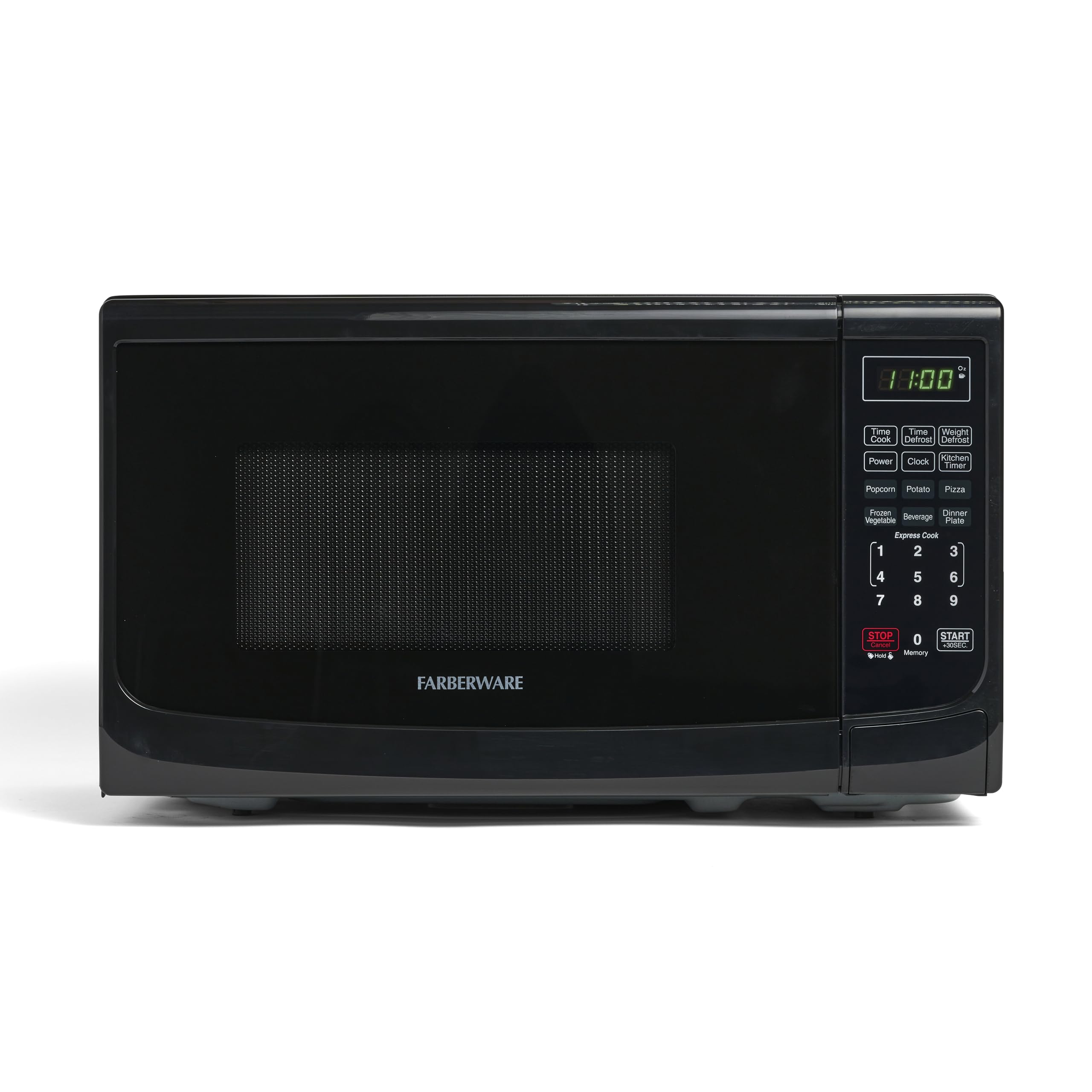 FarberwareCountertop Microwave 700 Watts, 0.7 Cu. Ft. - Microwave Oven With LED Lighting and Child Lock - Perfect for Apartments and Dorms - Easy Clean Grey Interior, Retro Black