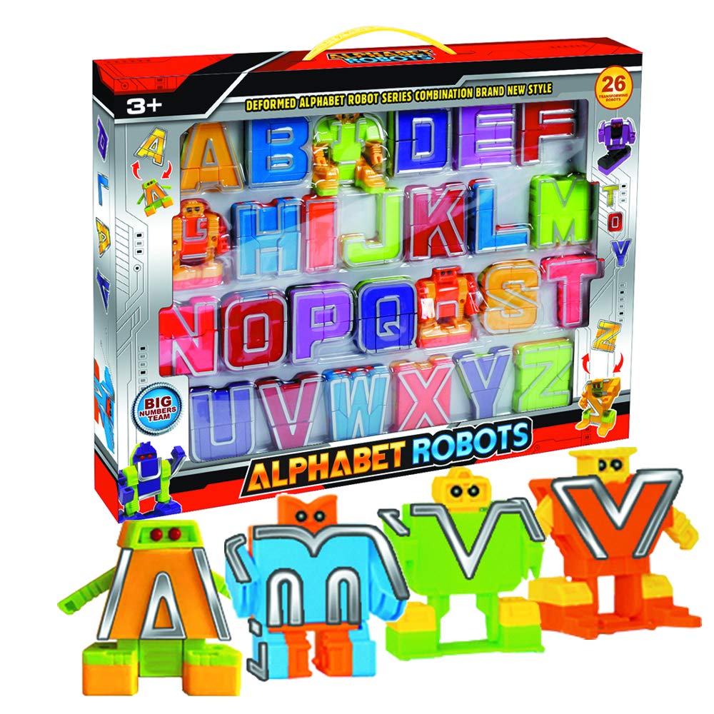 Cyeah Alphabet Robot Toys for Preschool Kids Education, Transforming Robotic Toys 26 Pieces