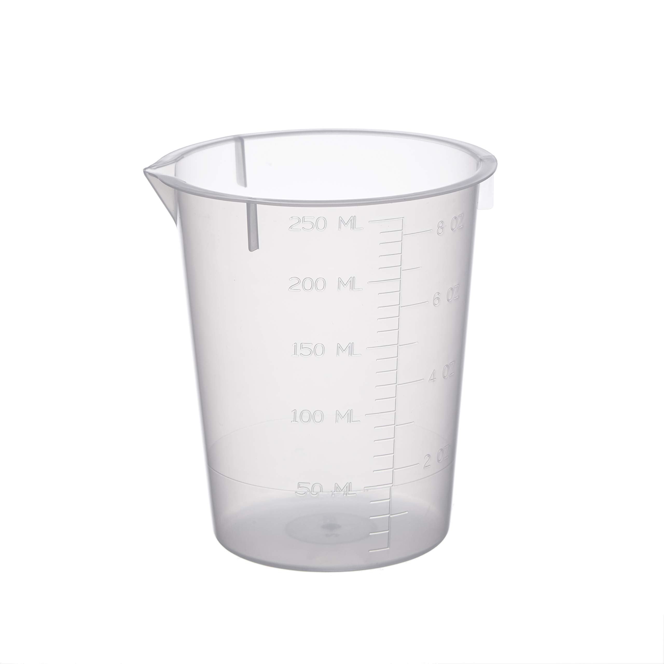 Maryland Plastics L-1250 Polypropylene Disposable Beaker, Graduated, 250 mL (Pack of 50)