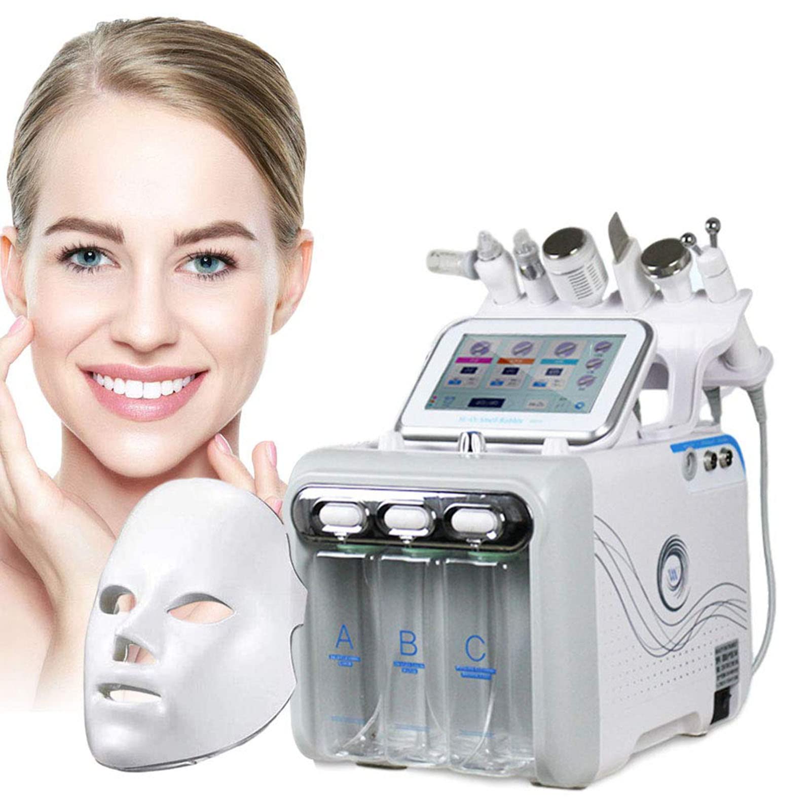 AUNLPBHydrogen Oxygen Facial Machine, 7 in 1 Multifunctional Hydro Facial Machine Oxygen Jet Machine Hydro-Dermabrasion Facial Sprayer, Beauty Salon Skin Management Cleaning Equipment