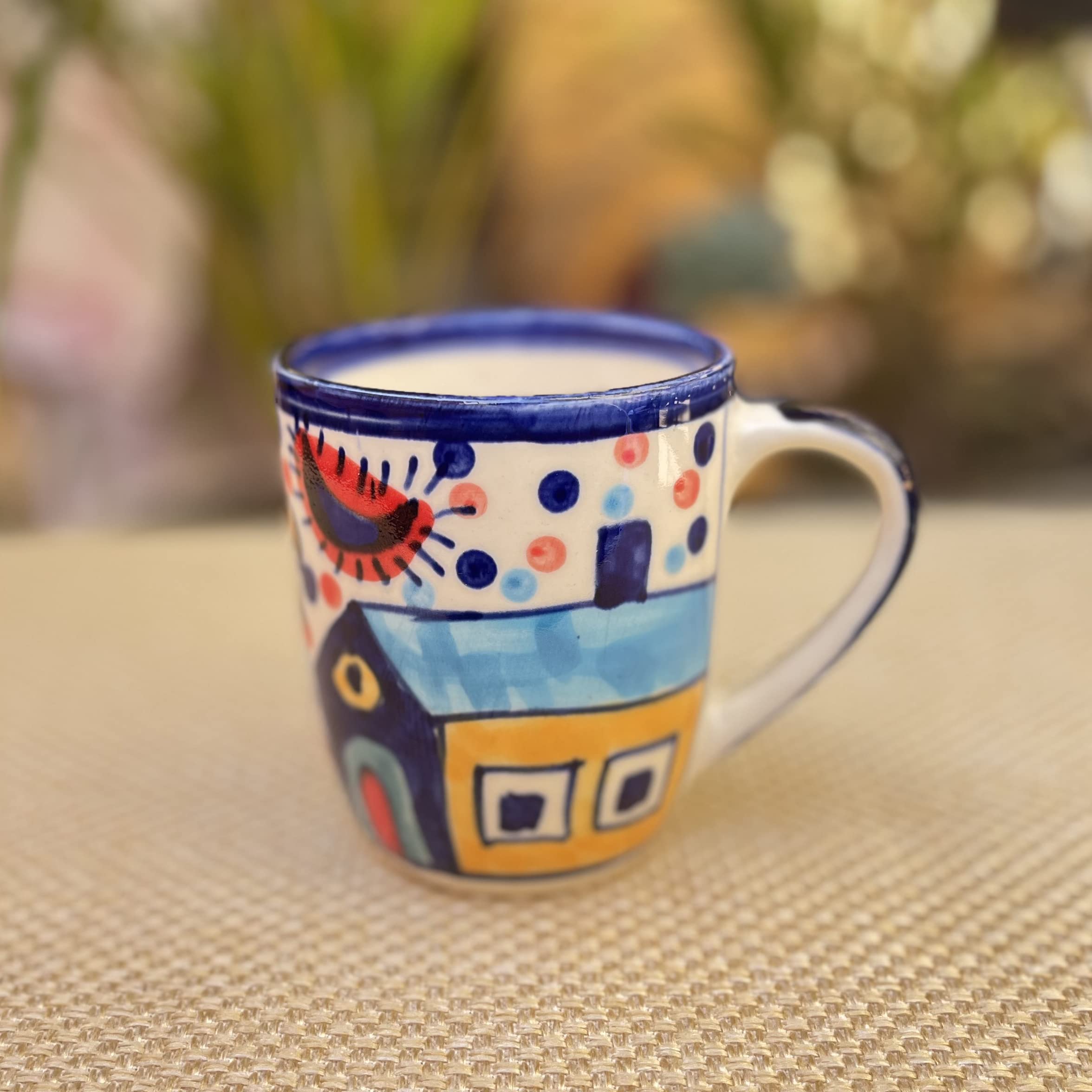 Kunhar Ceramic Hut Painting Coffee Mugs, Milk Mug - 220 Ml, 1 Piece, Multicolor