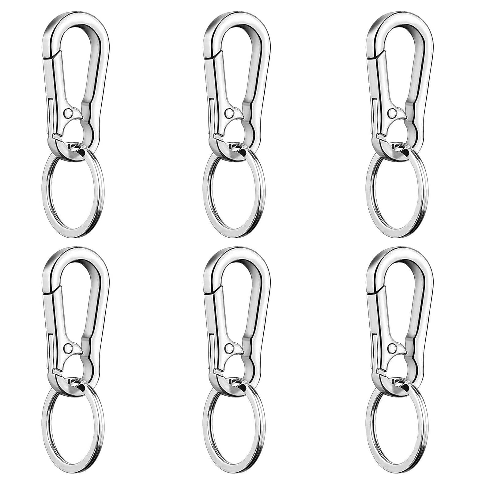 YUNYAN 6 Pieces Metal Key Fob Car Key Ring with Removable Rotating Key Ring Multipurpose Security Key Ring for Car Keys Lanyards Unisex Silver