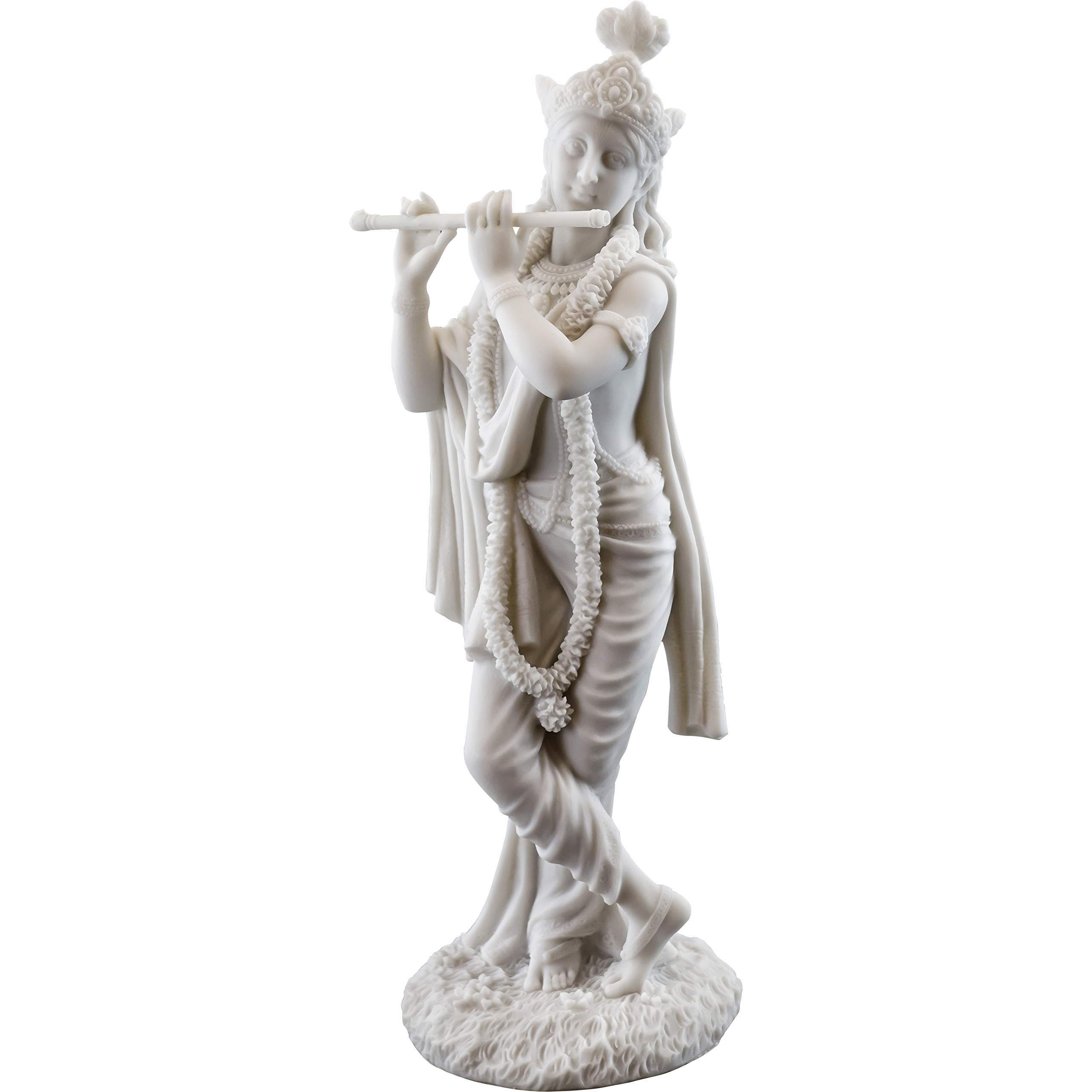 Top Collection Krishna Statue- Hindu God of Love and Divine Joy Sculpture in Premium White Marble Finish- 10-Inch Collectible Figurine