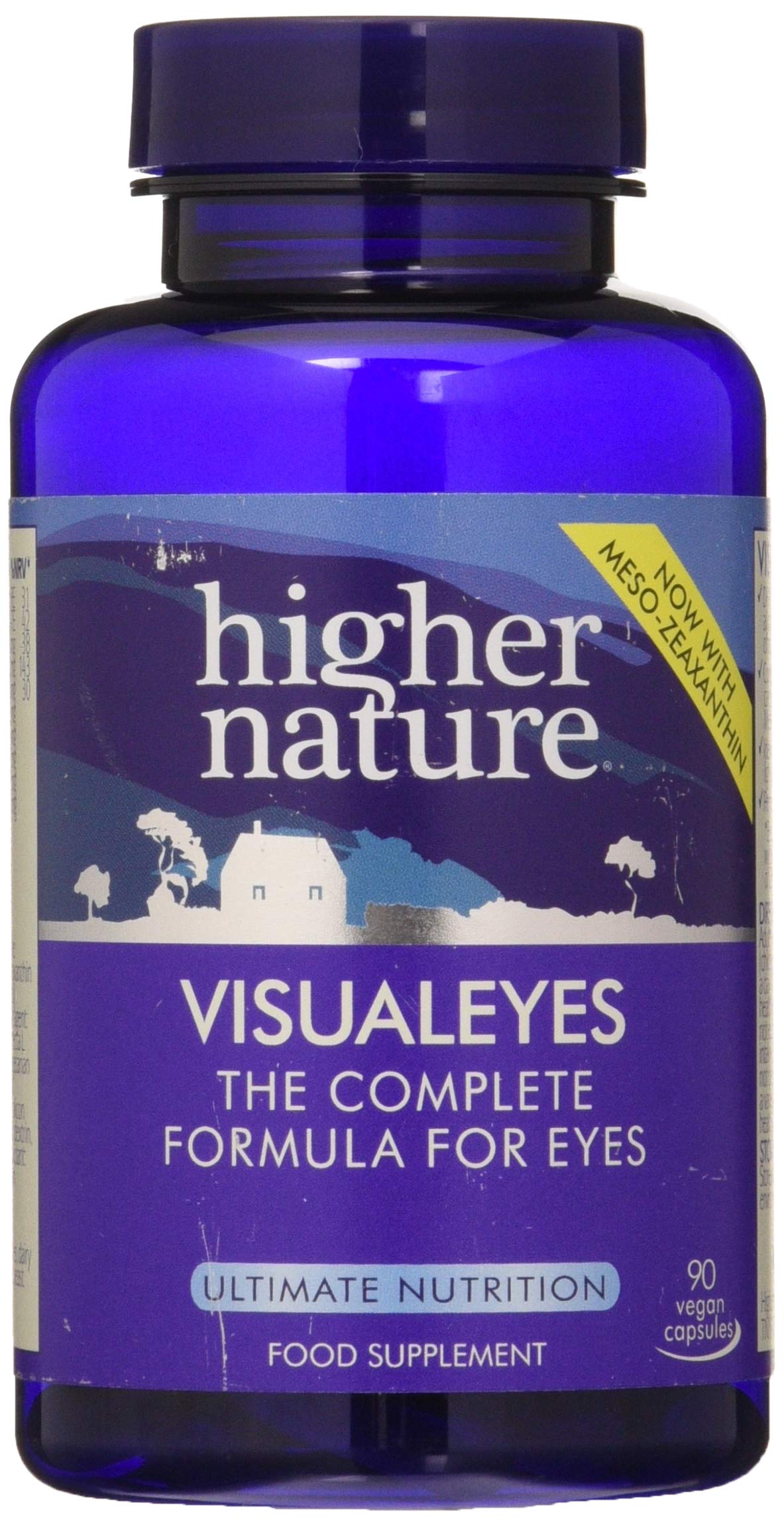 Higher Nature - VisualEyes - Supports Vision - Lutein, Zeaxanthin, Bilberry & Essential Vitamins - 10 Active Ingredients - Vegan - 90 Capsules