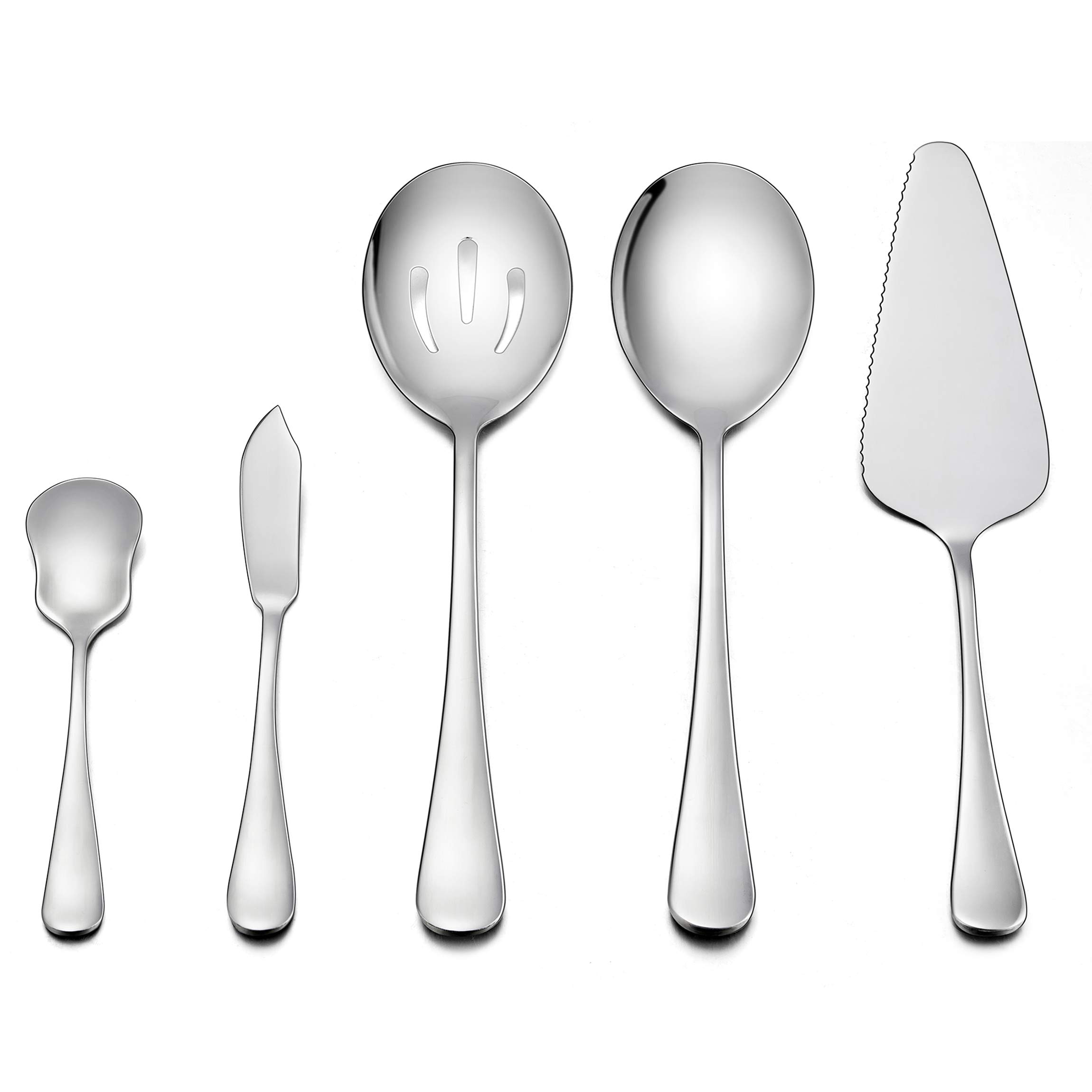 Serving Set, LIANYU 5-Piece Hostess Set, Stainless Steel Flatware Serving Pieces, Mirror Finished, Dishwasher Safe