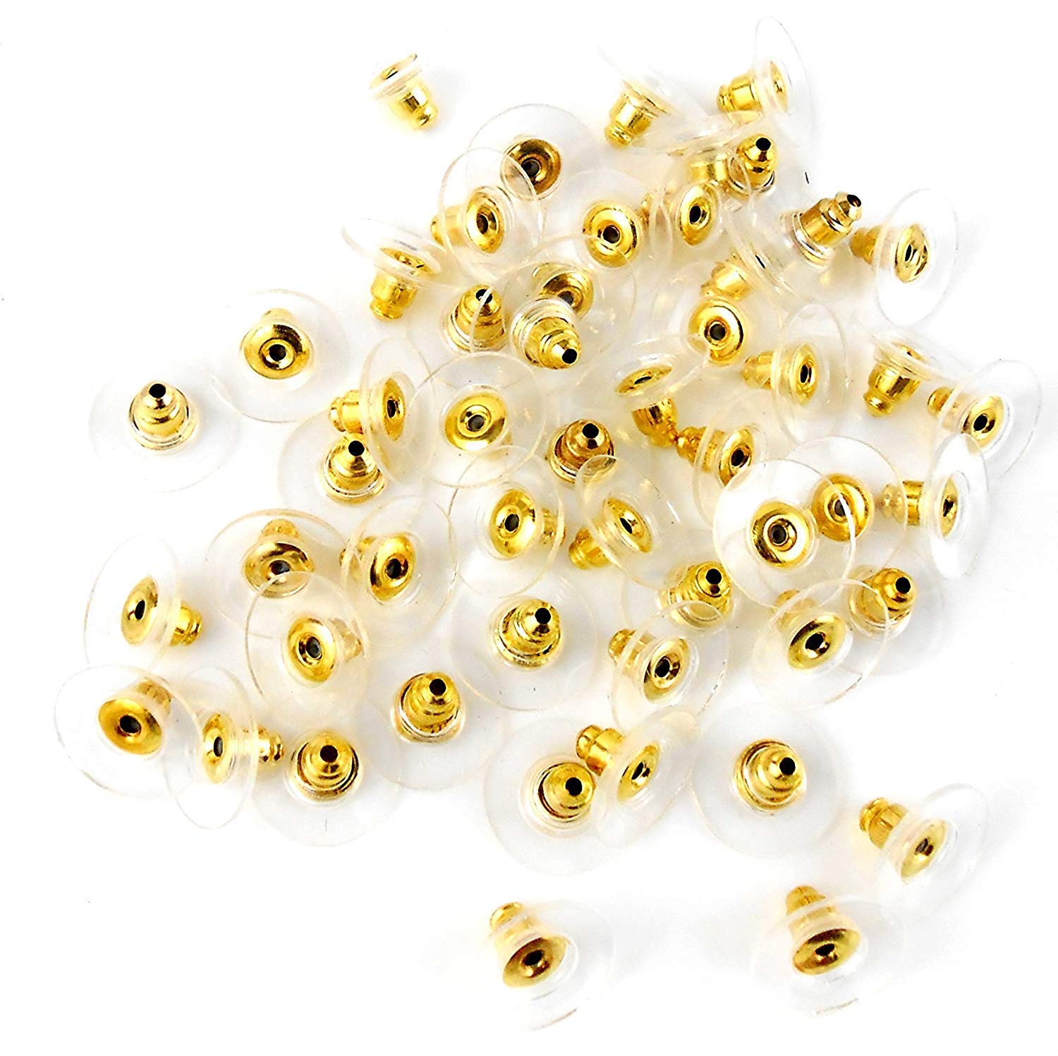 DeLush Designs Earring Backs Earring Stoppers Rubber Bullet Earring Backs with Pad/Earring Safety Backs - (Golden, Pack of 200)