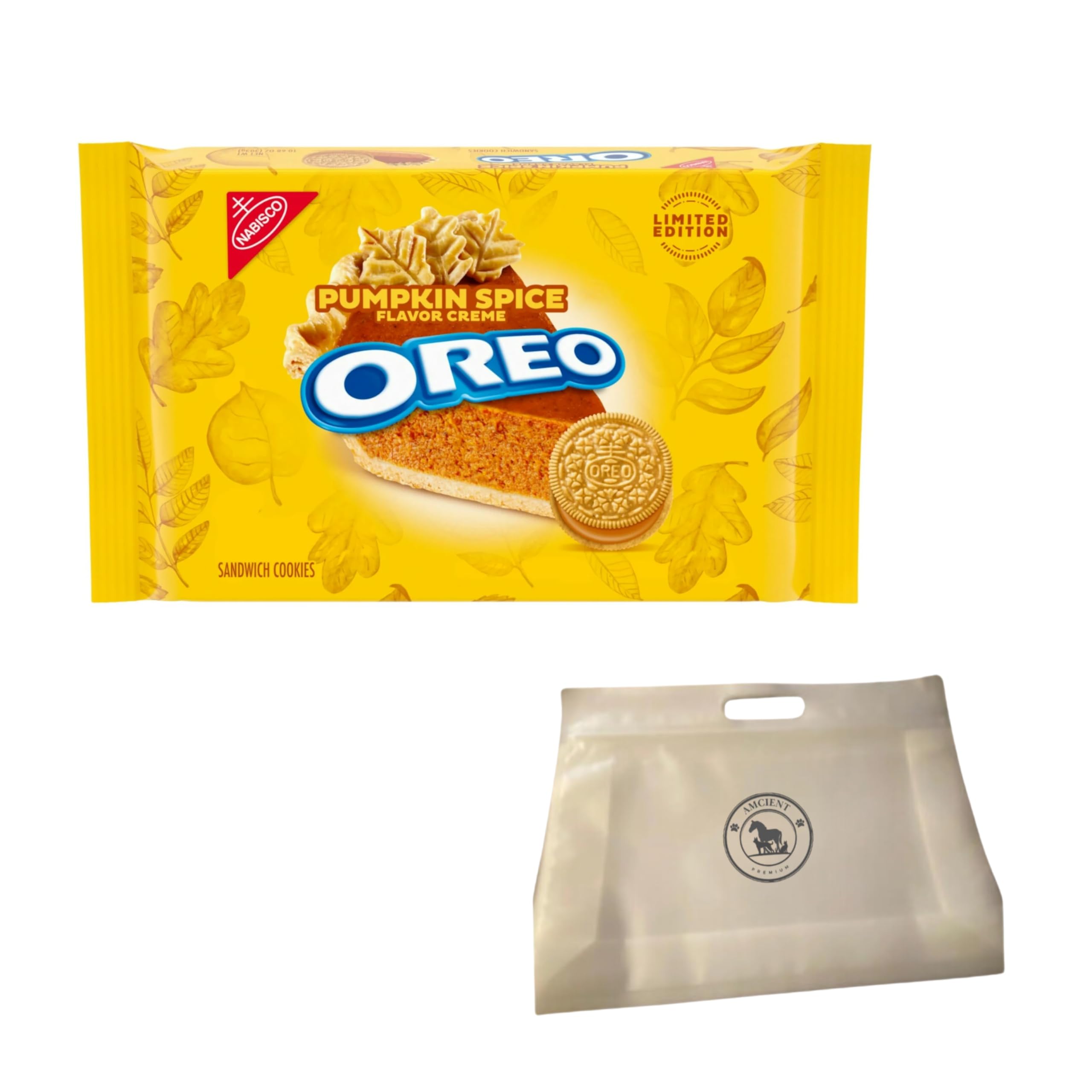 Pumpkin Spice Oreos Limited Edition, 10.68 Oz Bundle With Reusable Food Pouch By AMCIENT