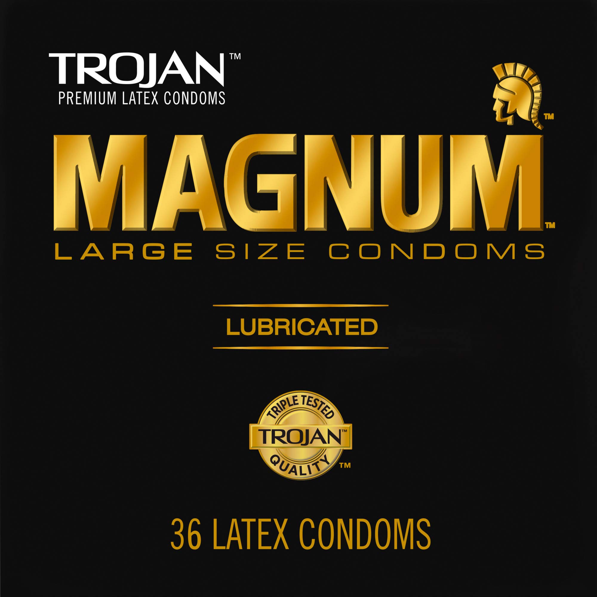 TROJANMagnum Lubricated Large Condoms, Comfortable and Smooth Lubricated Condoms for Men, America’s Number One Condom, 36 Count Pack