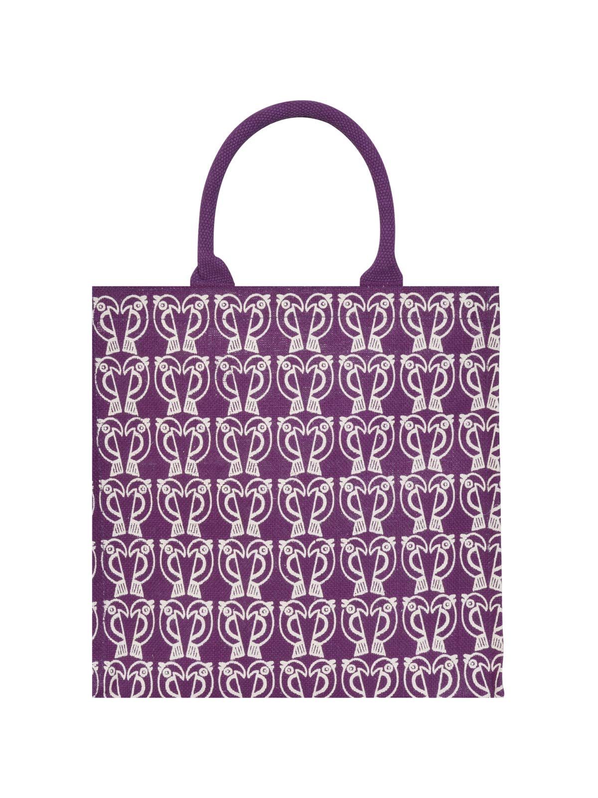 Jute Cottage Eco-Friendly Parrot Print Multipurpose Bag | 14 in x 14 in x 8 in (Magenta)