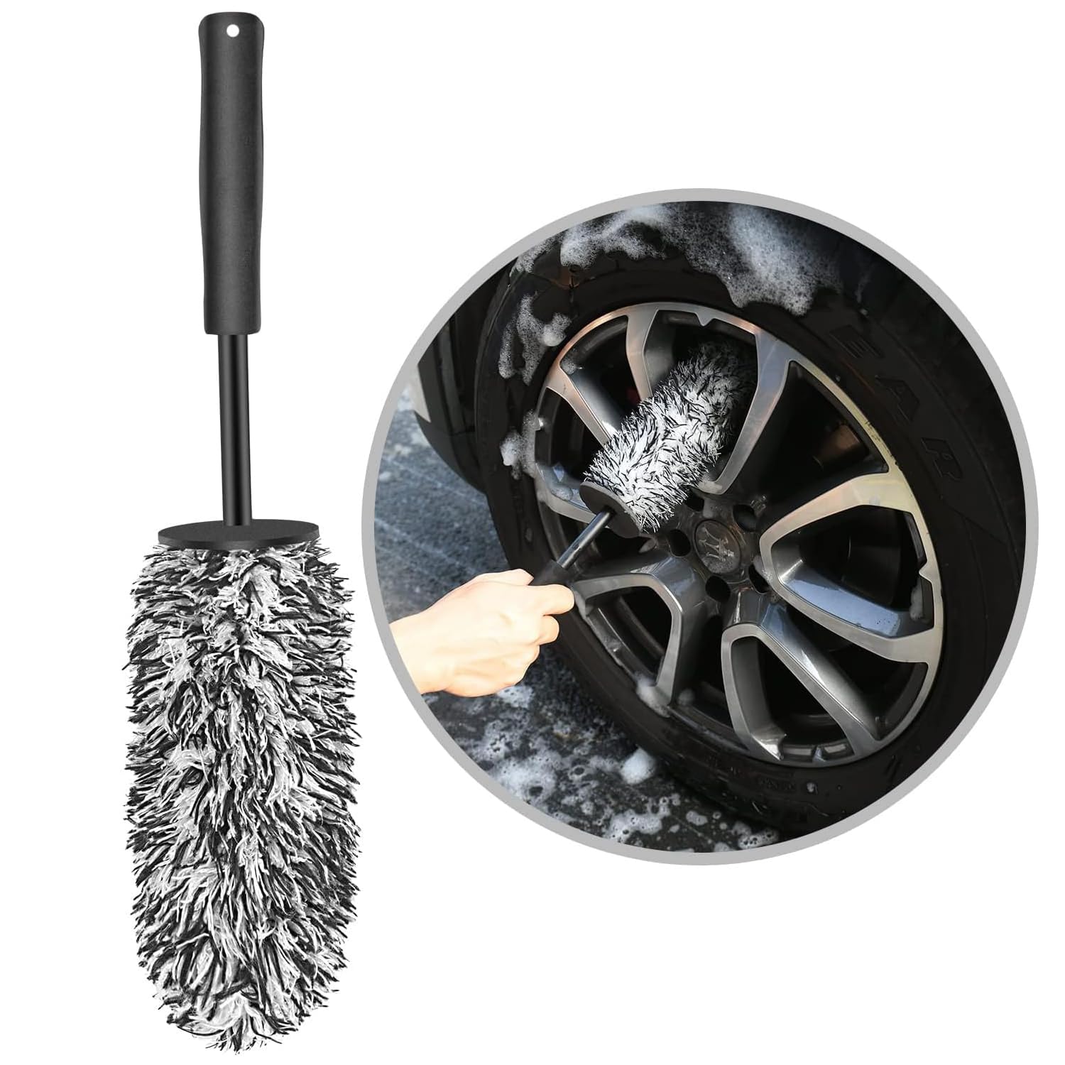 Bolivia's Car Wheel Brush, Soft Dense Alloy Wheel Brush, Large Wheel Cleaning Brush Premium Cleaner Brush, Detailing Brush for Wheels and Rims of Cars, Motorcycles, Bicycles