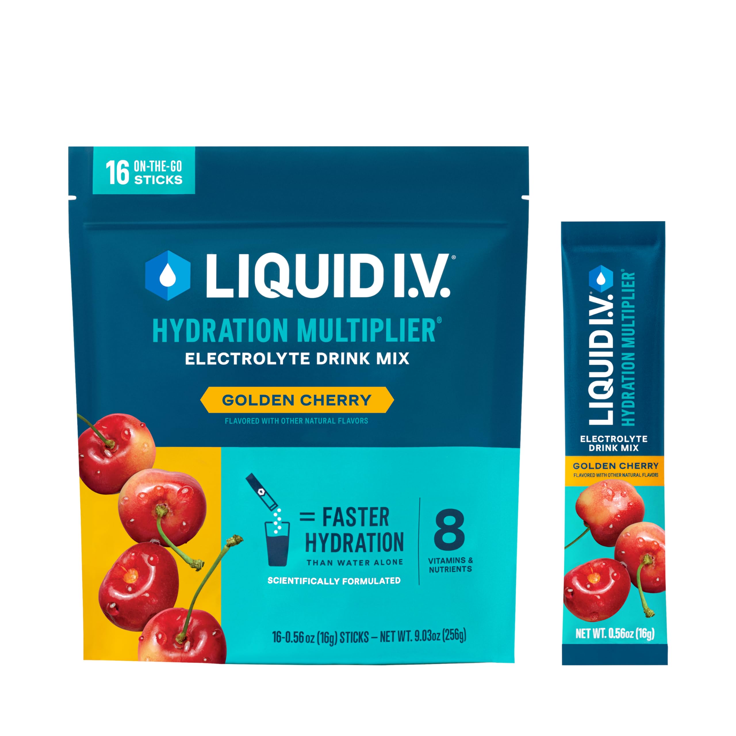 Liquid I.V.Hydration Multiplier - Golden Cherry | Electrolyte Powder Drink Mix | 1 Pack (16 Servings)