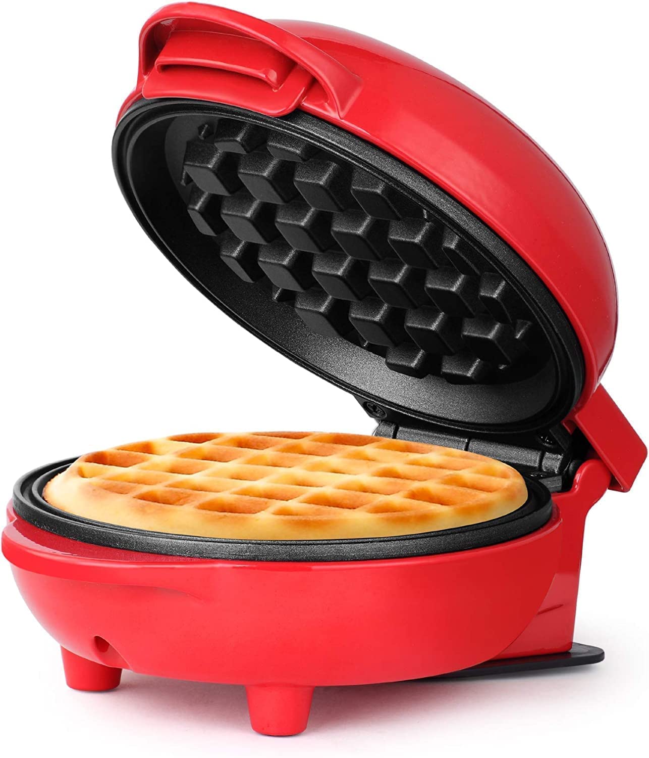 BUYERZONE Waffles Maker Machine For Home, Waffle Maker Mini, 3 in 1 Electric Waffle Iron, Pancake Maker - For Individual Belgian Waffle - Stainless Steel Non-stick - 4 Inch- 350 Watts (Multi)