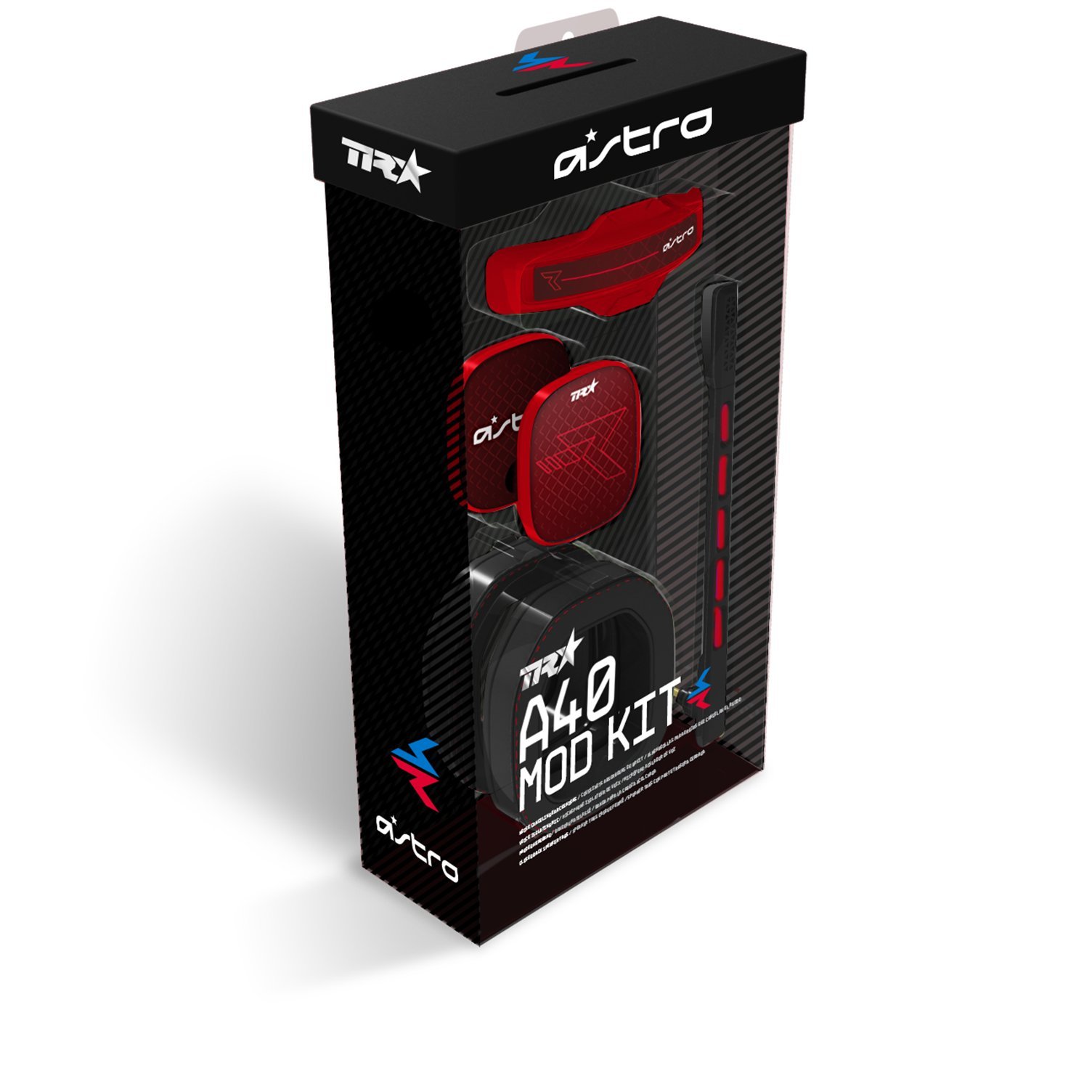 ASTRO A40 TR Gaming-Headset Mod-Kit, Voice Isolating Microphone, Closed-Back Speaker Tags, Noise Cancelling Ear Cushions for Tournament Noise Isolation - Red