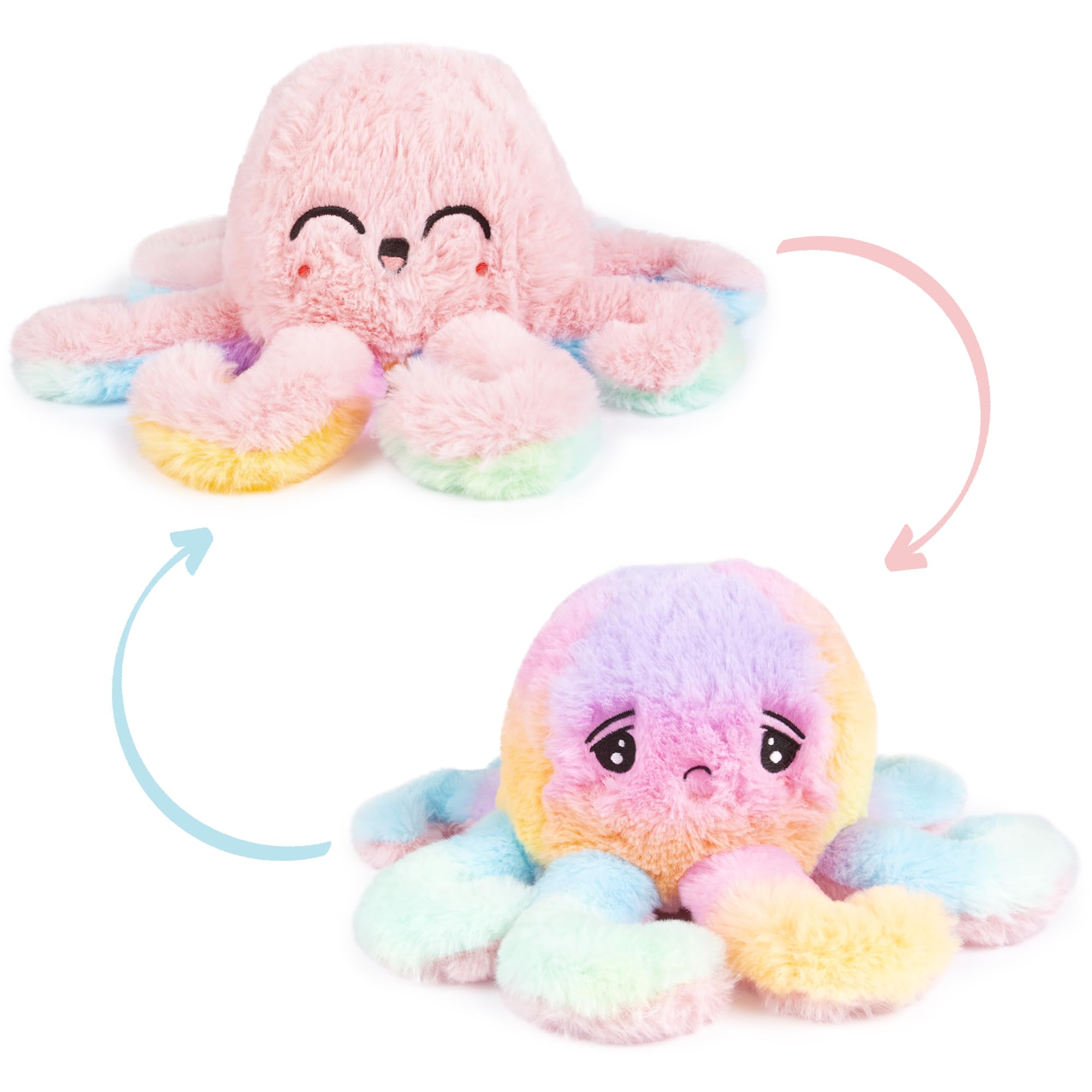 UPTOHIGH abeec Reversible Octopus Plush - Reversible Plushie - Mood Octopus - Happy Sad Octopus - Soft Toys For Girls - Flip Octopus Plush - Gifts For 9 Year Old Girls