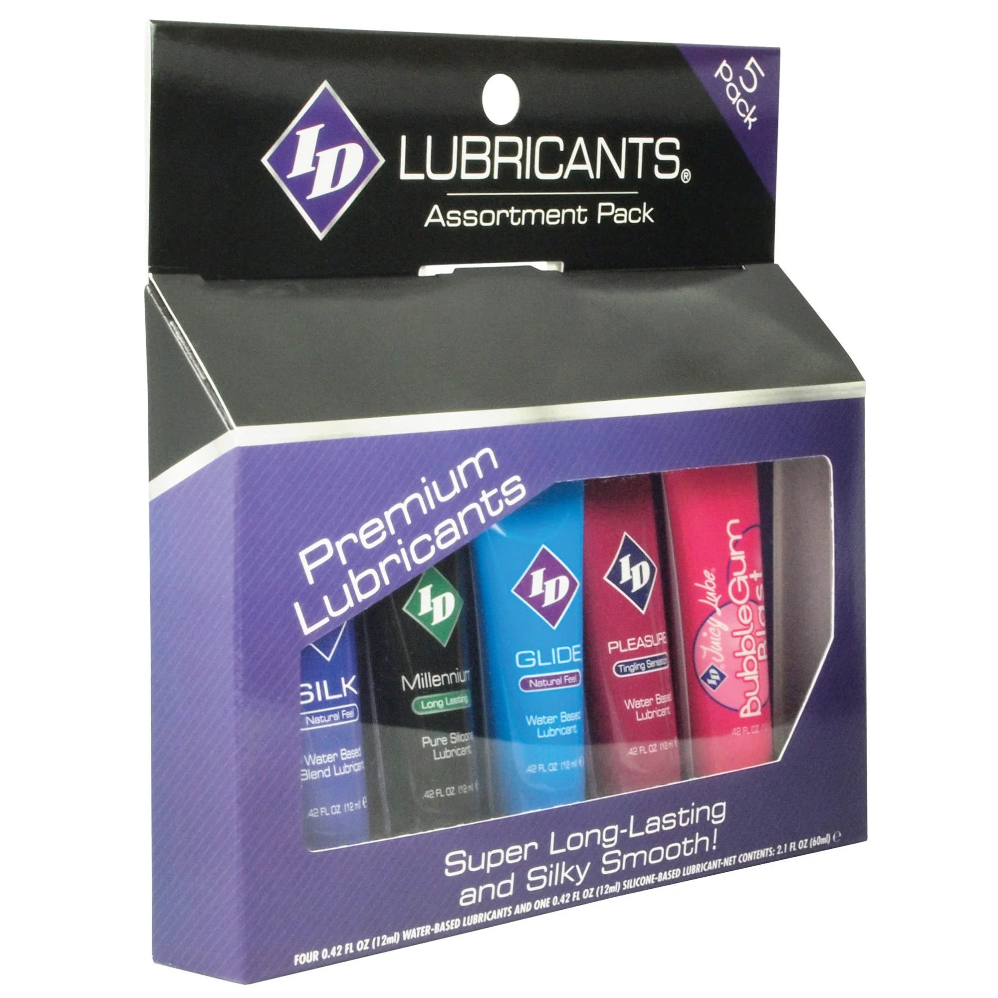 ID Lubricant Assorted Water-Based Flavoured Silicone Lubricant Tube 5 Pack