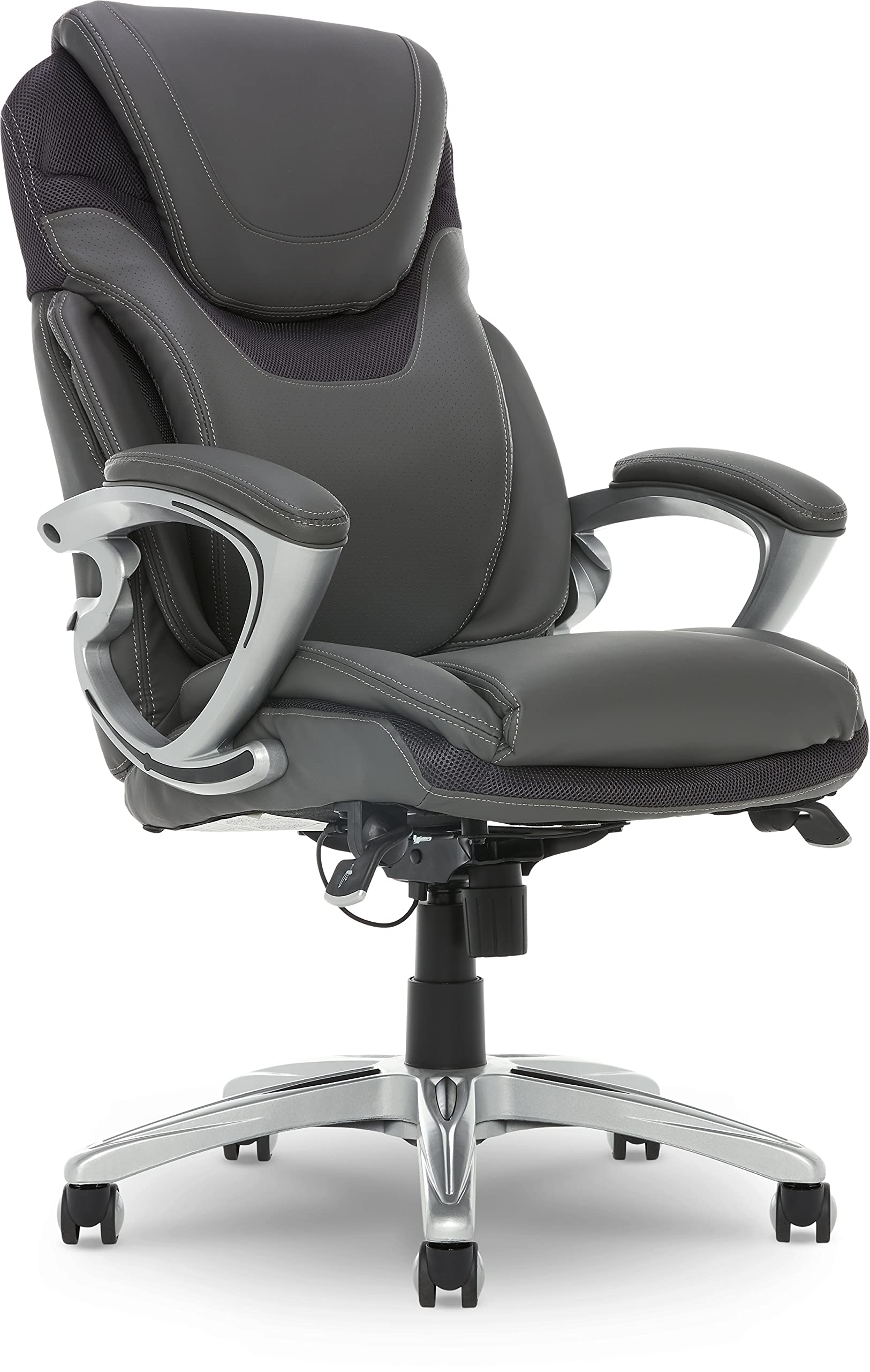 SertaWorks Executive Office Chair with AIR Technology, Bonded Leather, Gray