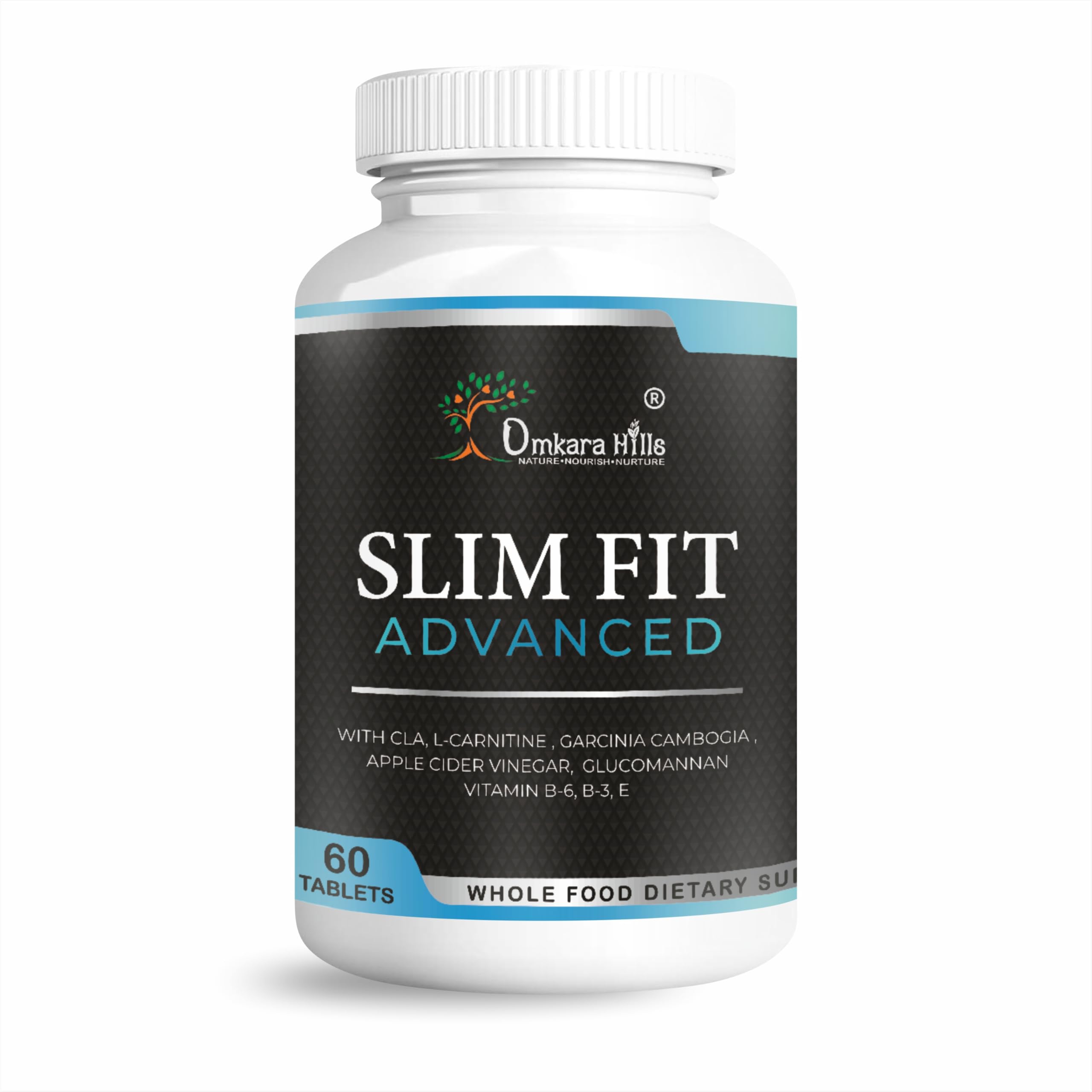 Omkara Hills Slim Fit Advanced - 3 IN 1 Weight Management Tablets with CLA & ACV for Men and Women | Trusted by Experts | 60 Tablets - 1450 MG (approx) | Customized Diet Plan Inside!