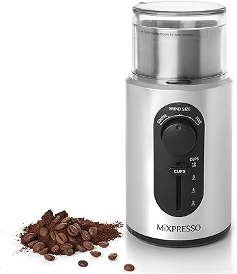 Mixpresso Electric Coffee Grinder 12 Cup Capacity, 304 Stainless Steel Blade, Espresso Bean Grinder, Removable Chamber, Coffee Grinder Electric with 5 Presets For Spices & More