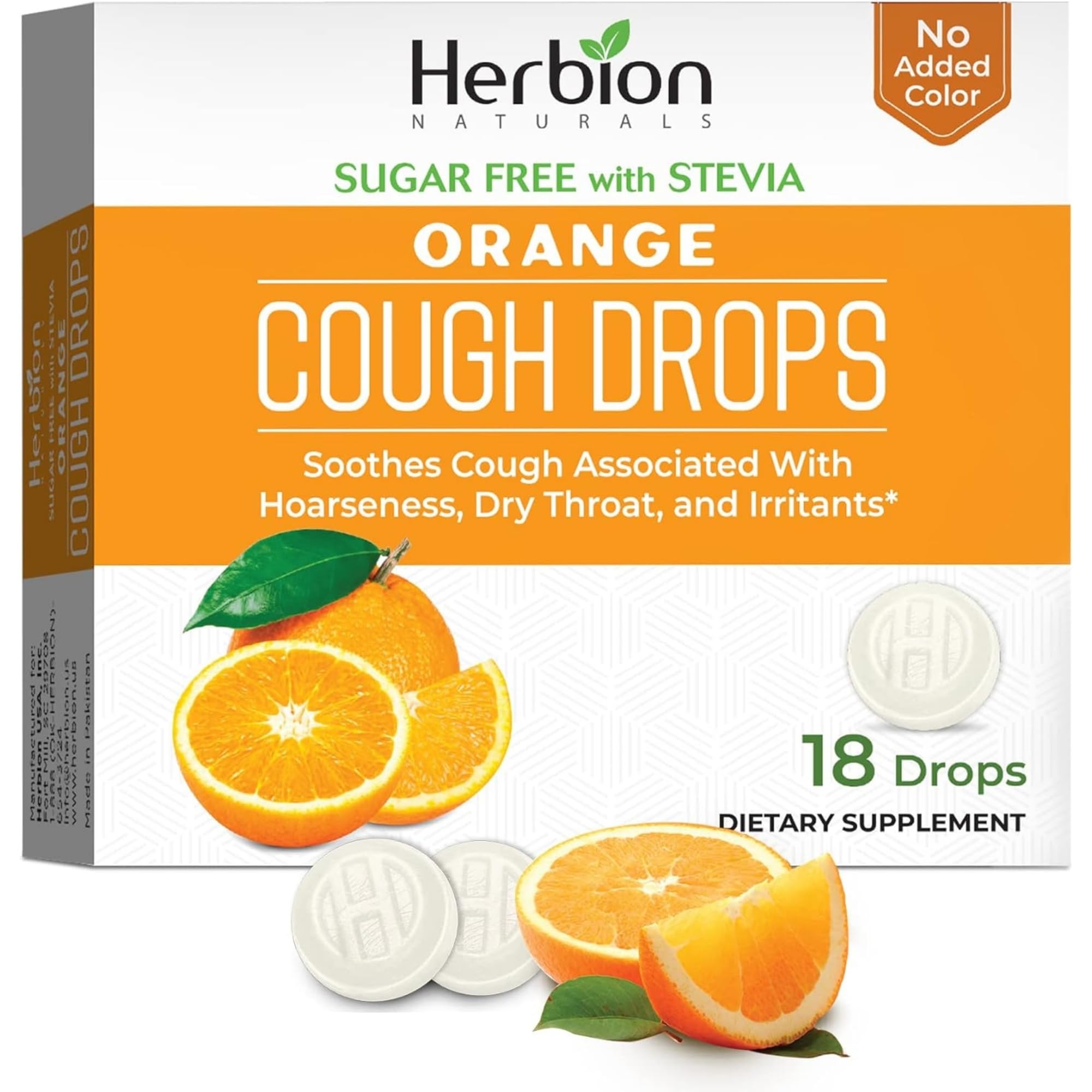 Herbion NaturalsSugar Free Cough Drops Orange 18 counts - pack of 1