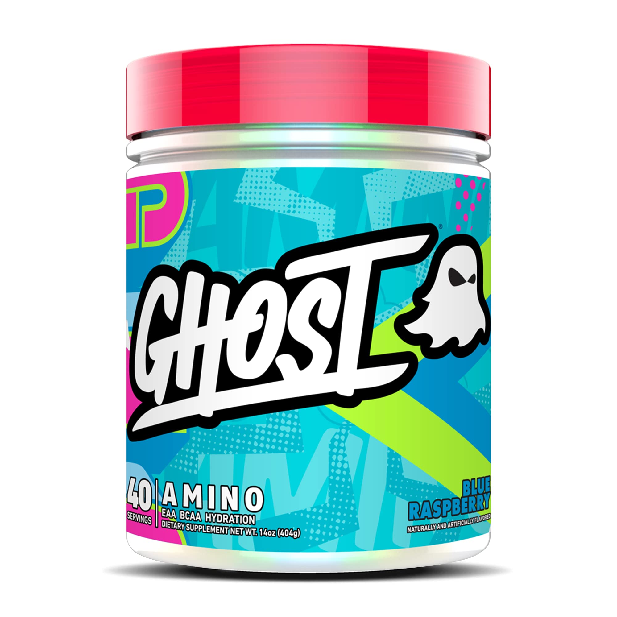 GHOST Amino: Essential Amino Acid Supplement, Blue Raspberry - 40 Servings - Intra-Workout Powder for Hydration & Recovery 4.5g BCAA & 5.5g EAA - Soy & Gluten-Free, Vegan