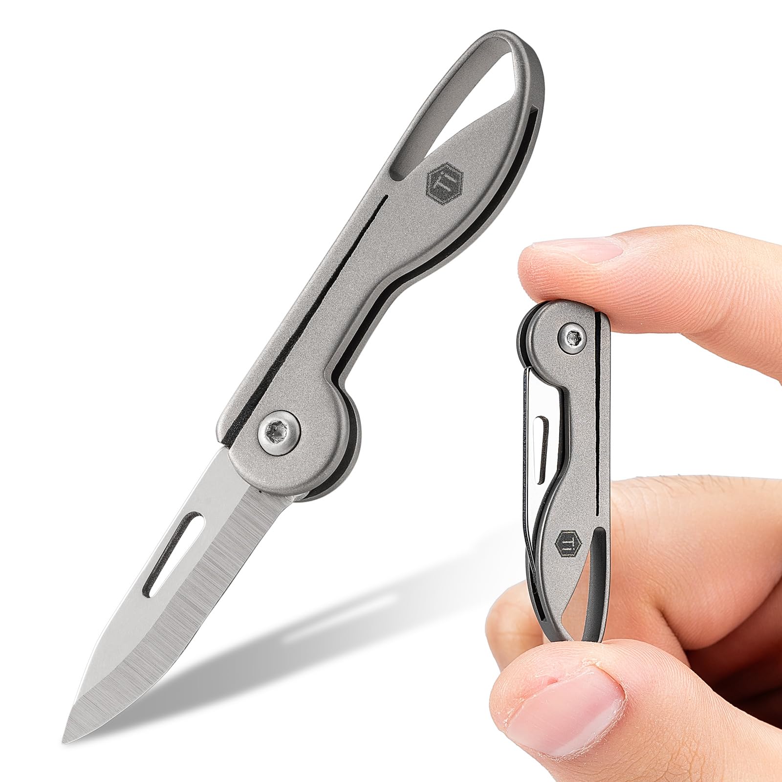 KeyUnity Mini Titanium Pocket Knife for Everyday Carry- Razor Sharp Folding Blade, Lightweight EDC Tool for Camping, Hiking and Outdoor