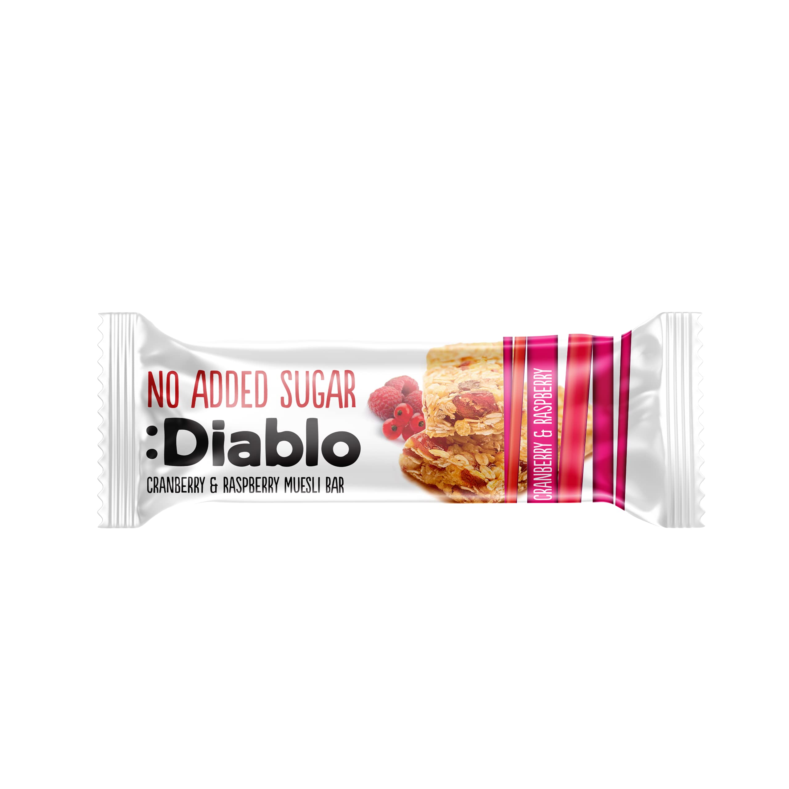 Diablo Cranberry & Raspberry Muesli Bar | No Added Sugar | Sweetened with Maltitol | Breakfast Bars | 30g (Pack Of 1)