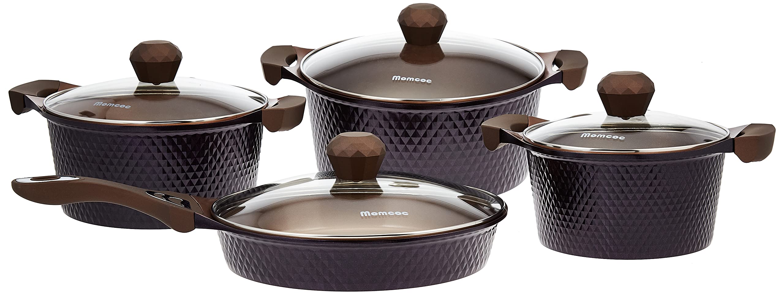 Home Momcoc Die Cast Forged Aluminum Cookware Set, Purple, BD-CKG-14, 8 Pieces