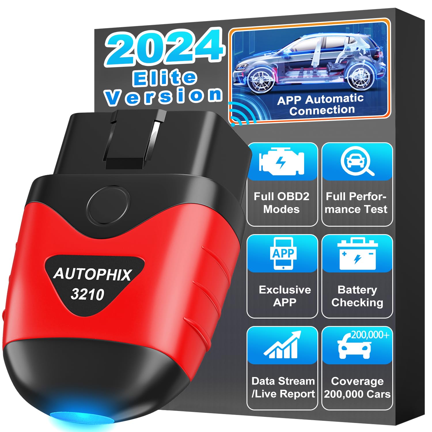 AUTOPHIX 3210 Bluetooth OBD2 Scanner Enhanced Wireless Car Code Readers Auto Scan Tools Diagnostic Scanner with Battery Performance Test Check Engine Light Exclusive APP for iPhone, iPad & Android