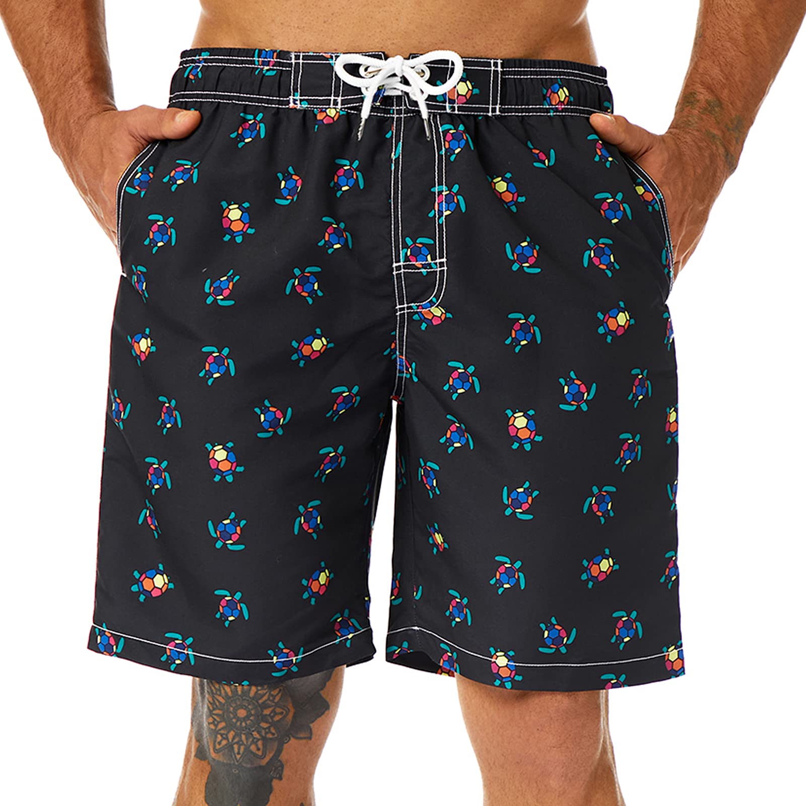 KAILUA SURF Mens Swim Trunks Long, Quick Dry Mens Boardshorts, 9 Inches Inseam Mens Bathing Suits with Mesh Lining