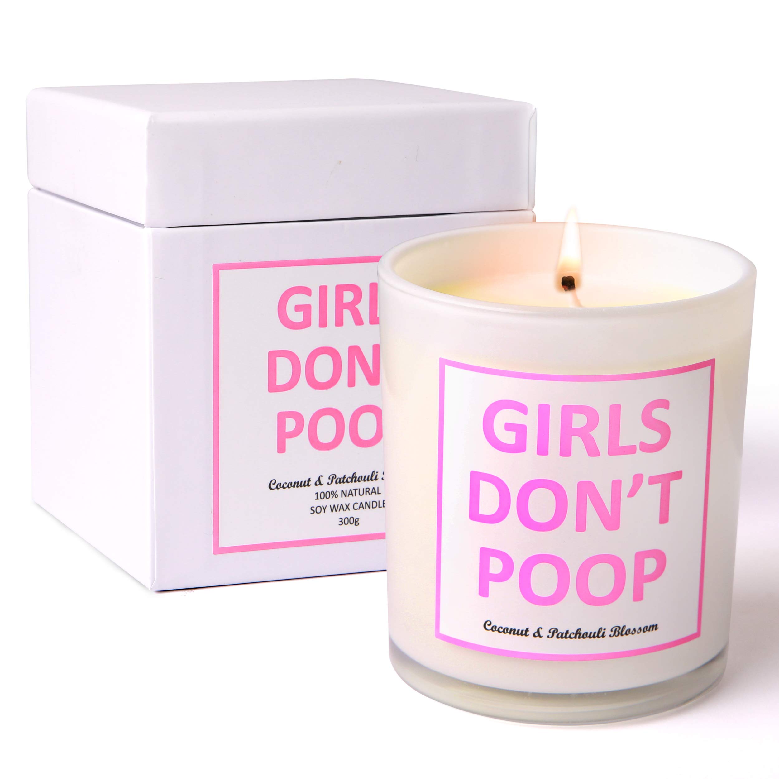 Opuscent Girls Dont Poop Luxury Scented Candle - Scented Soy Candle for Home and Bathroom, Highly Fragrant Odor Eliminating Scent, Long Lasting with 45 Hour Burn Time