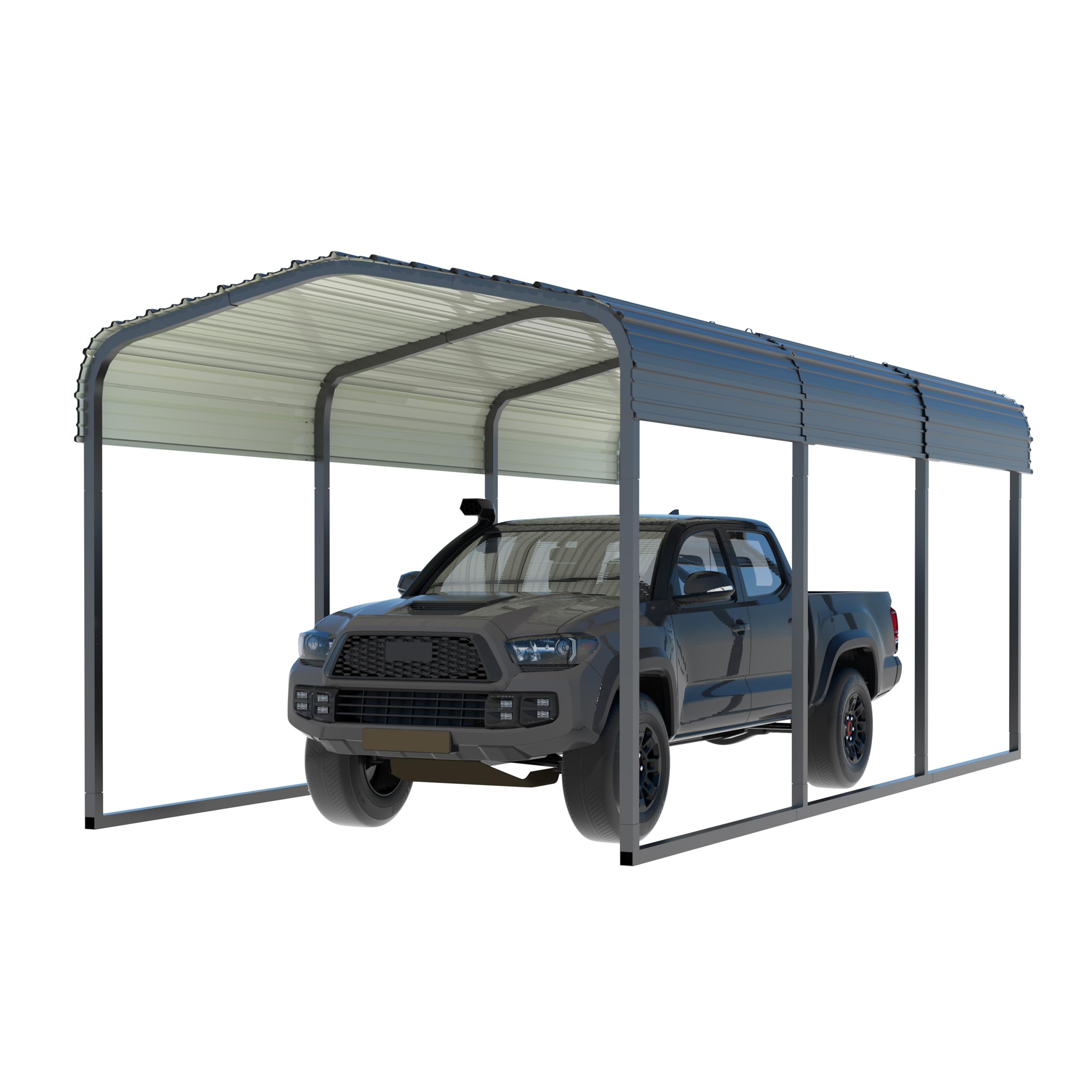 VEIKOU 10' x 15' Carport, Metal Carport with Heavy Duty Steel Roof, Upgraded Large Outdoor Carport Canopy, Car Port for Car, Car Shelter & Shade, Grey