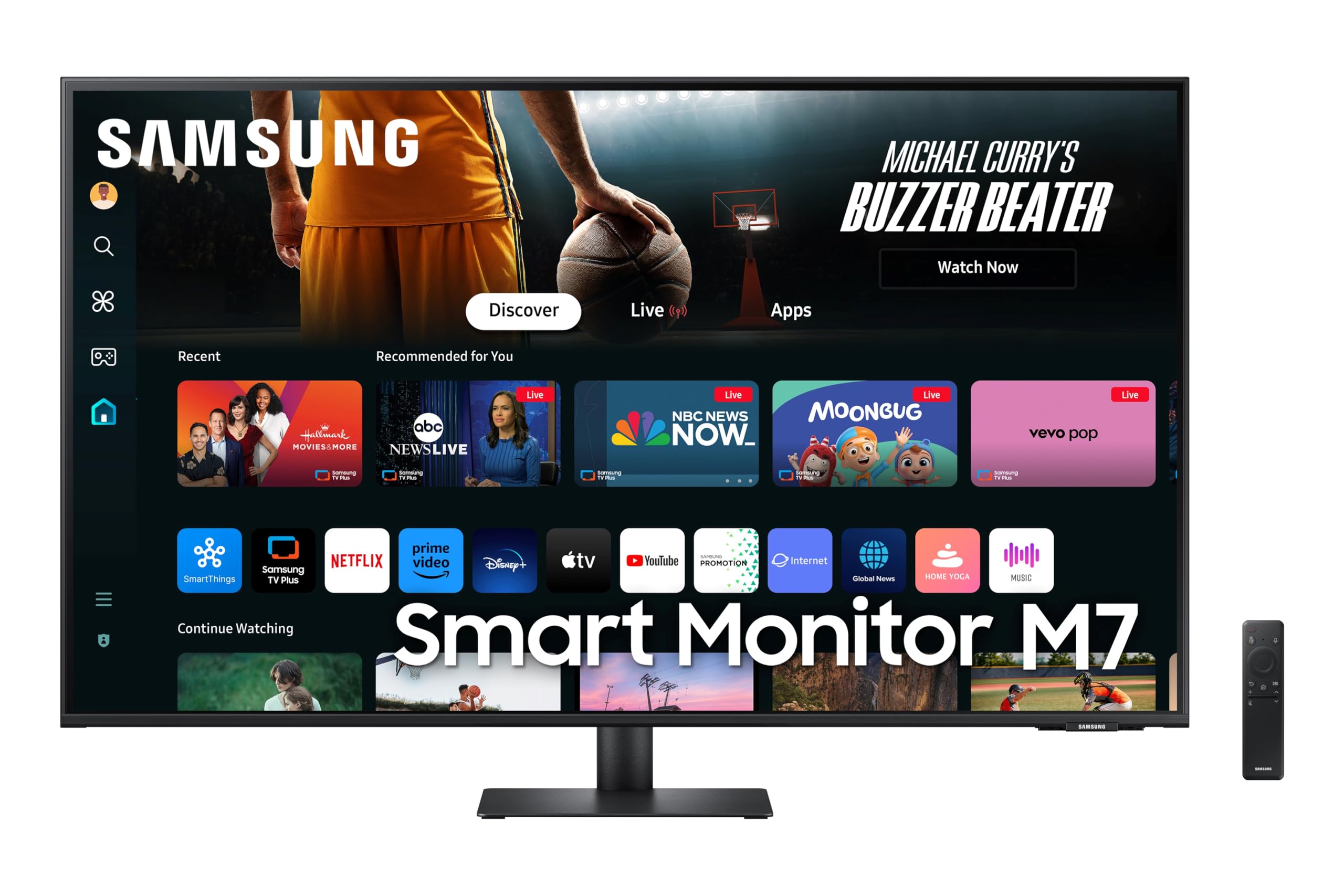 Samsung 43-Inch(108cm) M7 UHD 4K Smart Monitor, 3840x2160, 60Hz, OTT Apps, IoT Hub, Office 365, Workout Tracker, Multiple Ports, Speakers, Remote, Daisy Chain, Wi-Fi, Bluetooth (LS43DM700UWXXL, Black)