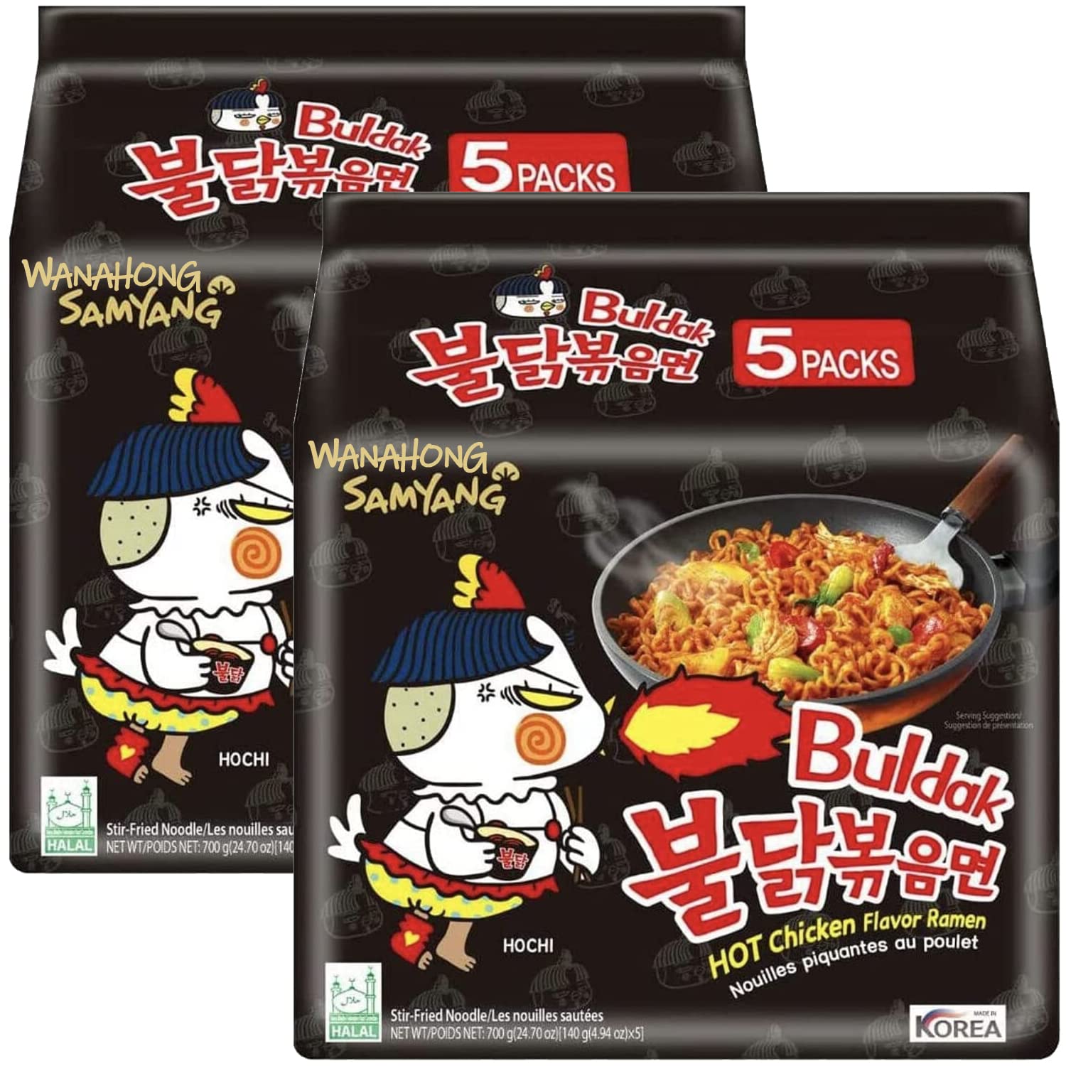 WANAHONG SAMYANG Buldak HOT Chicken Flavour Ramen Noodles, (Pack of 10) BY WANAHONG