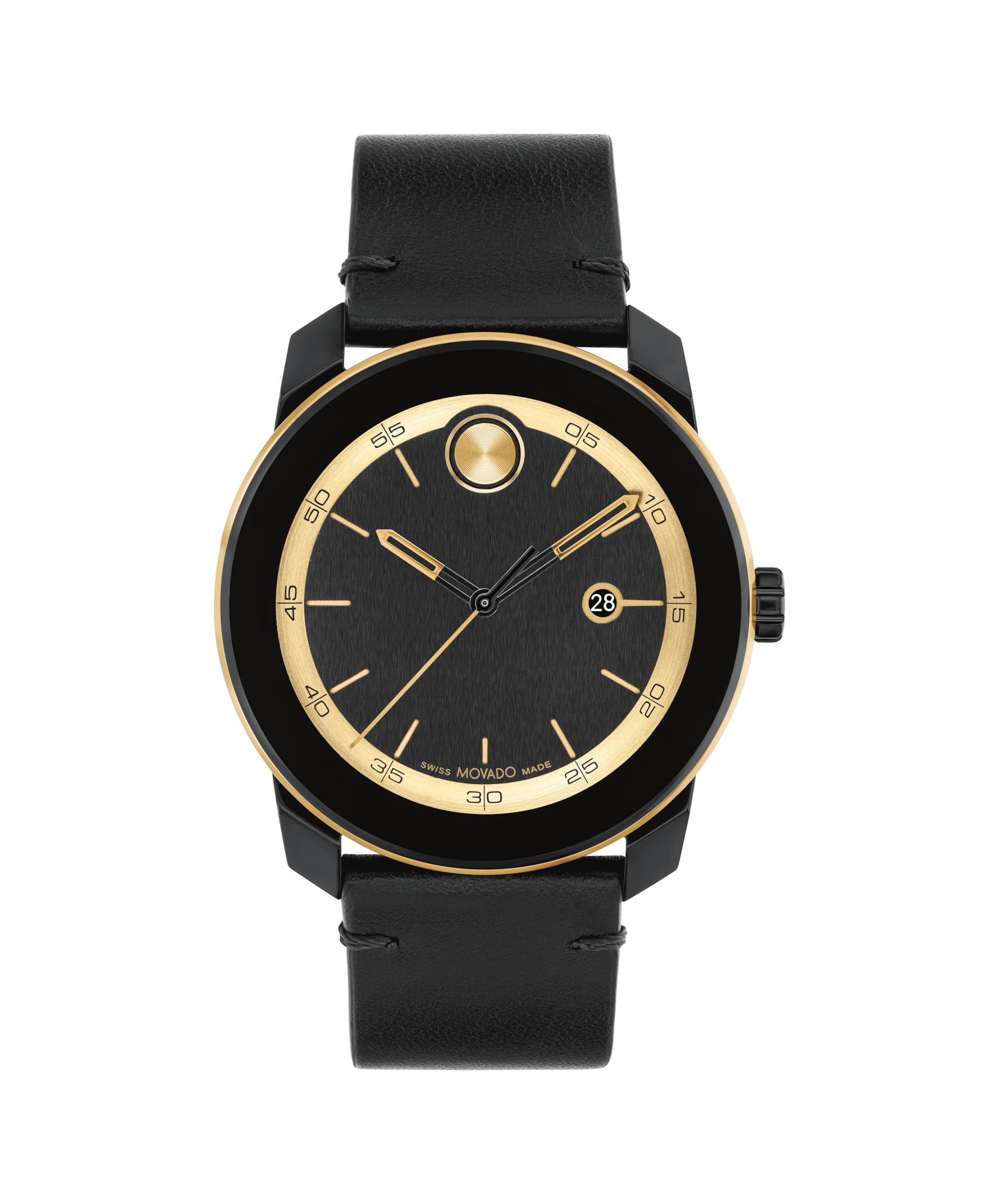 Movado Bold TR90 Ultra Modern Watch for Men and Women - Swiss Quartz 3H Movement, Leather Strap - Water Resistant 3ATM/30 Meters - Sporty Style Wristwatch for Everyone - 42mm