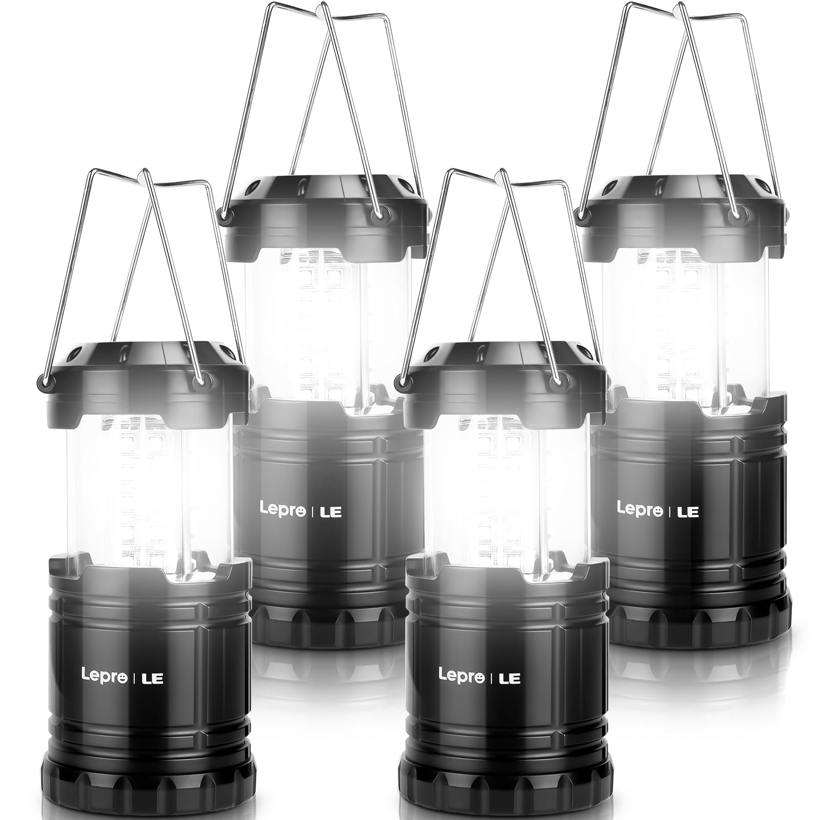 Lepro LED Camping Lanterns Battery Powered, Collapsible, IPX4 Water Resistant, Outdoor Portable Lights for Emergency, Hurricane, Storms and Outages