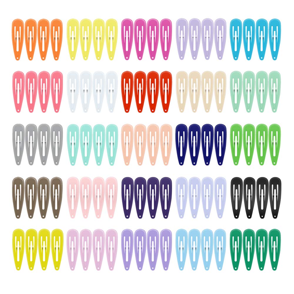 KUBOM 100 Pieces 1 Inch Snap Hair Clips No Slip Metal Hair Clip Barrettes For Girls Toddlers Kids Women (50 Pairs)