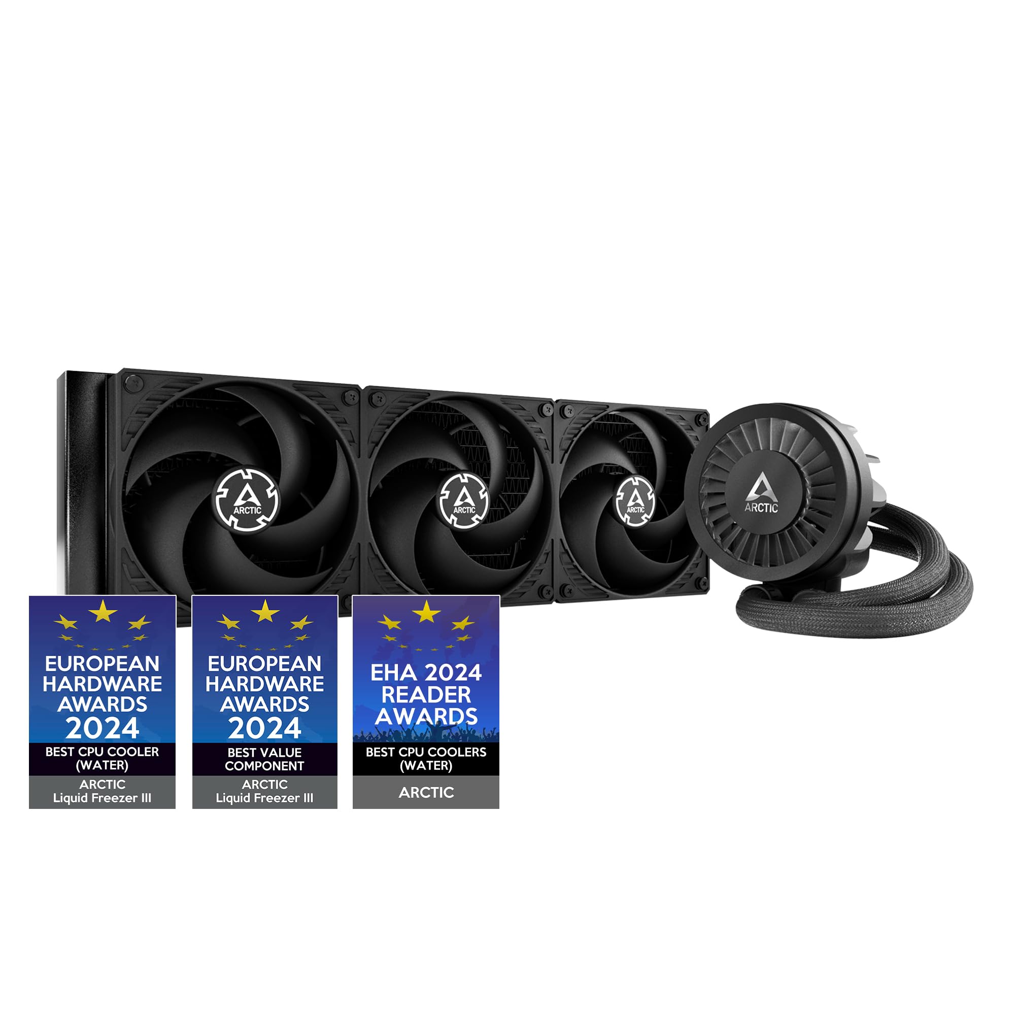 ARCTICLiquid Freezer III 360 - CPU AIO Water Cooler, Water Cooling PC, Intel & AMD, Efficient PWM-Controlled Pump, Fan: 200–1800 RPM, LGA1851 and LGA1700 Contact Frame - Black