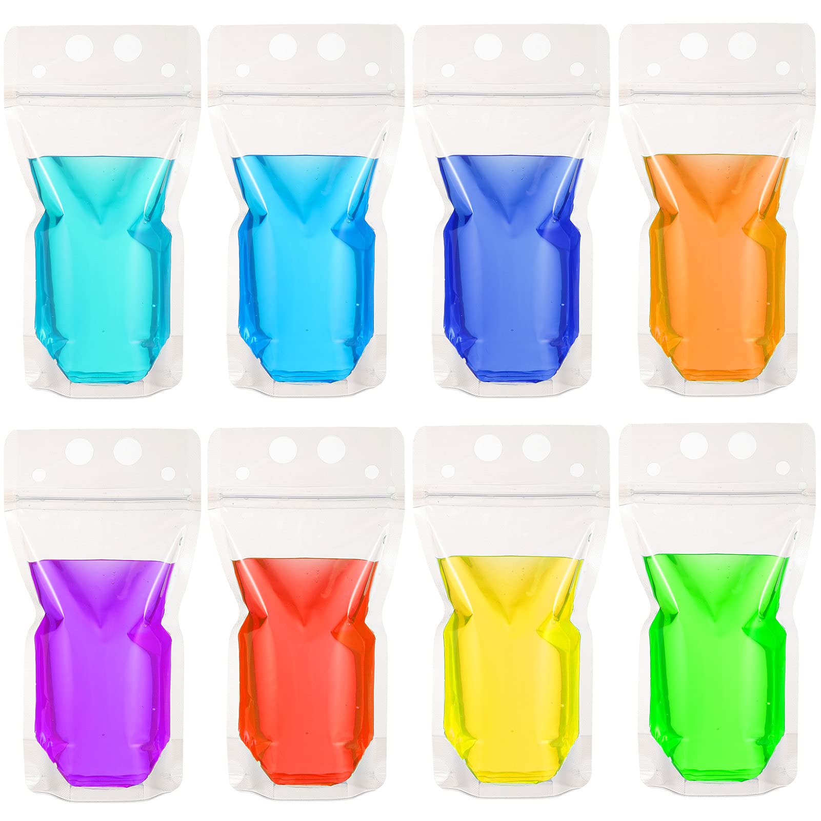 Skisneostype 50 Pcs Clear Drink Pouches Juice and Drink Bag Clear Zipper Pouch Storage Bags Reusable Drink Container for Freezing Juice Cold/Hot Drinks Party Supplies