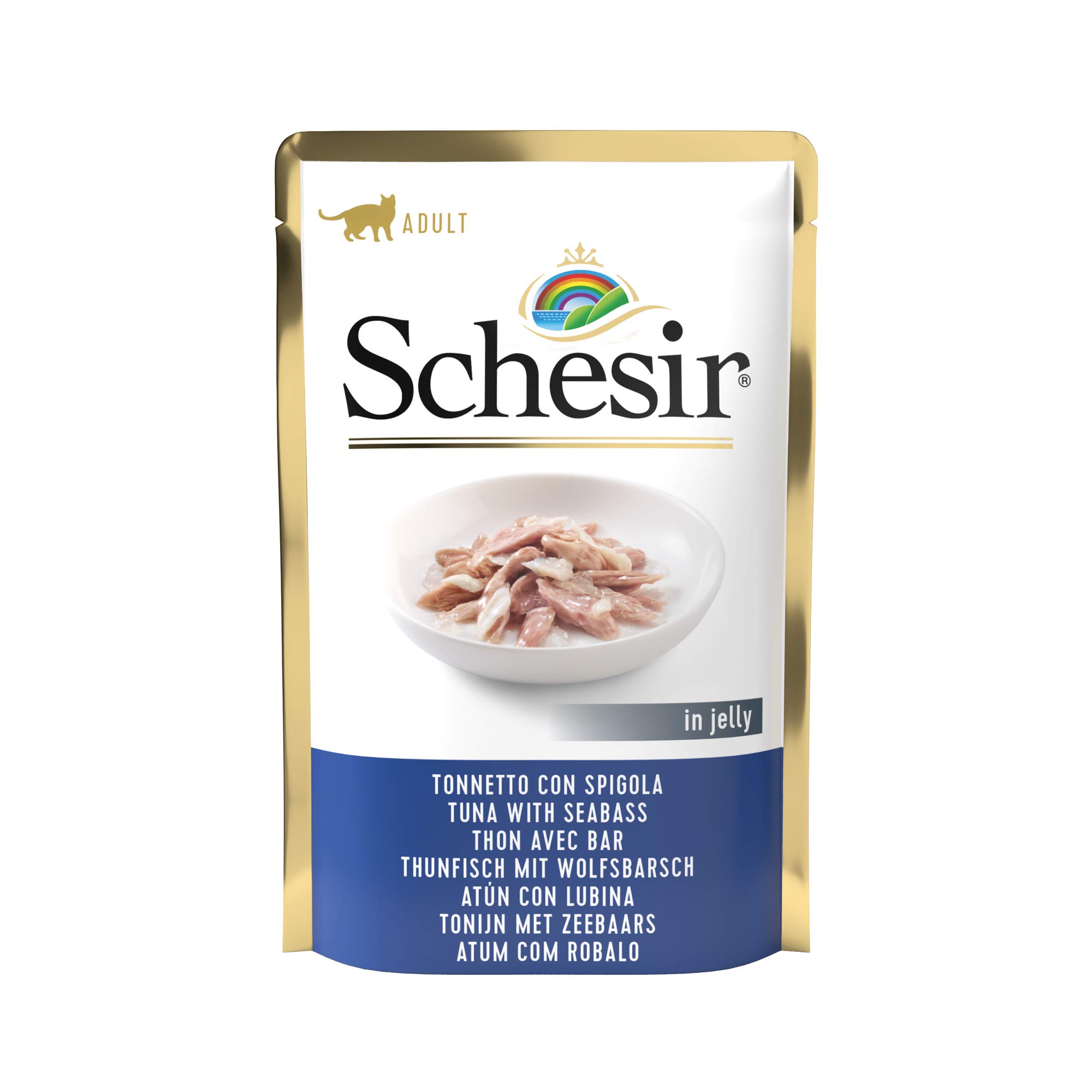 SCHESIR CAT POUCH JELLY TUNA WITH SEABASS 85G Pack of 20