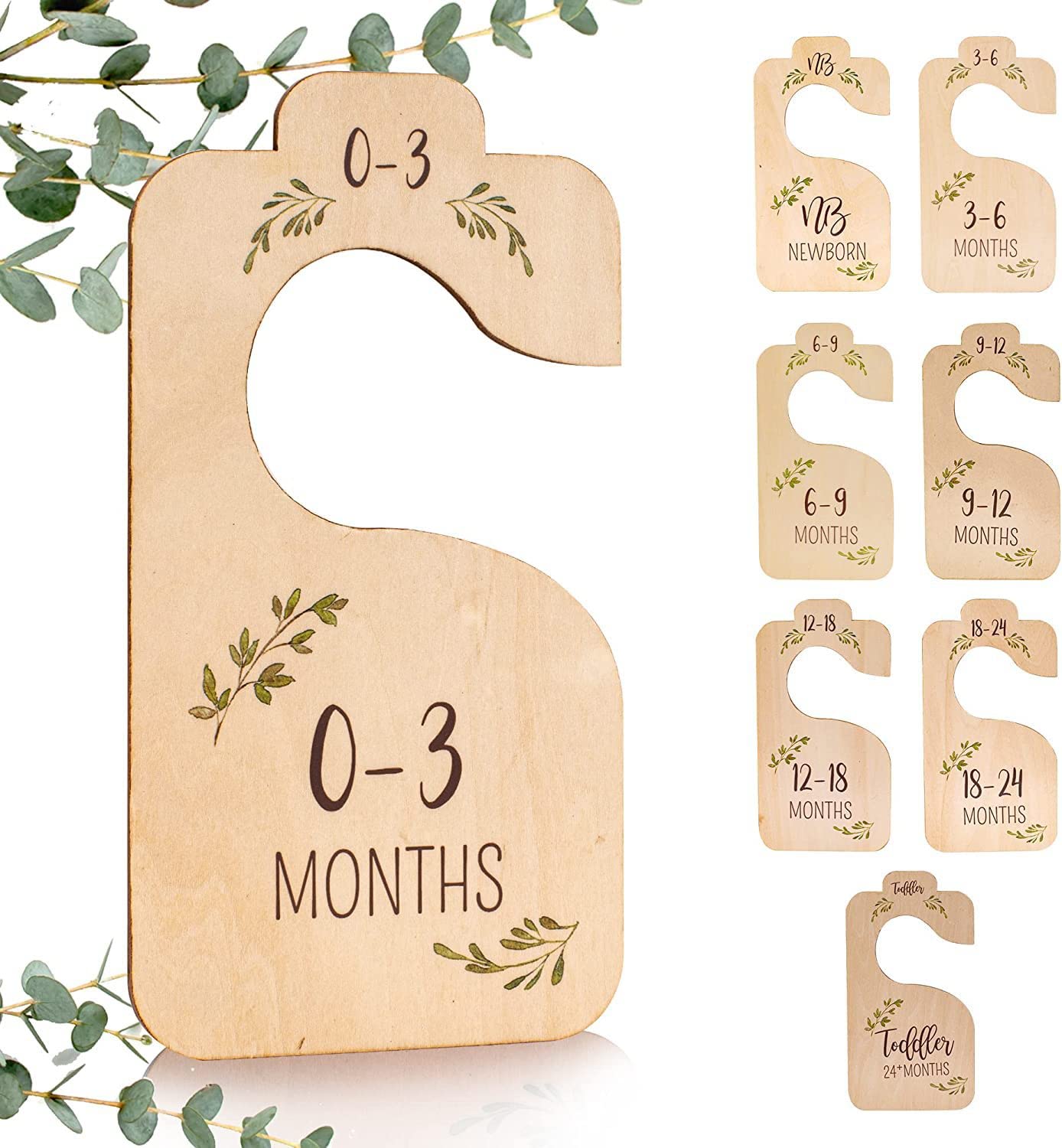 THE WHITE SHOP Baby Wardrobe Clothing Divider, Wooden Baby Clothing divider, from newborn to 24 months