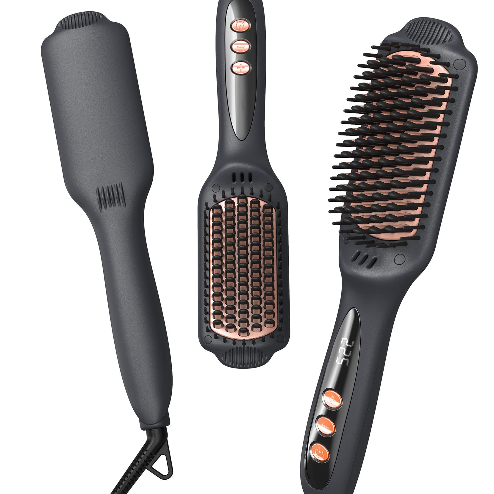 LANDOT Hair Straightener Brush Negative Ion Ceramic Fast Heating with Adjustable Temp for Smooth Frizz-Free Hair