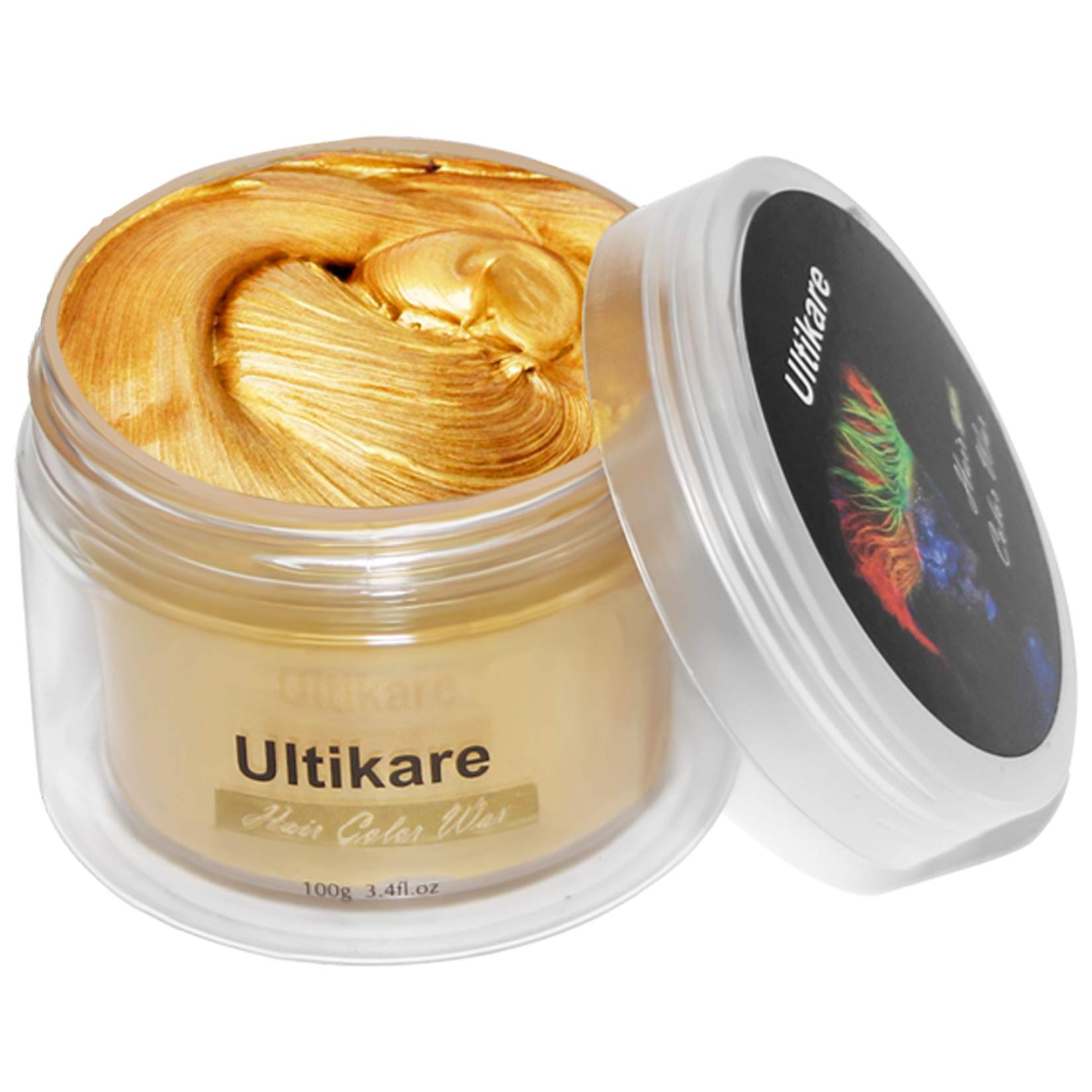 Hair Color Wax Blonde, Ultikare Instant Hair Dye Cream Mud Washable Temporary Hair Dye Natural Hairstyle Color Pomade for Party, Cosplay, Halloween (Gold)