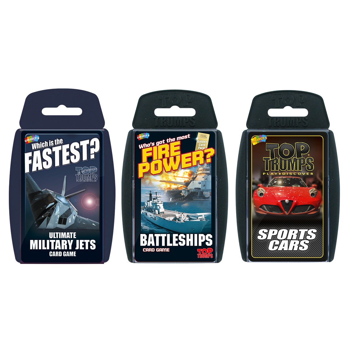 Top Trumps Mean Machine Bundle Card Game, Play with Sports cars, Ultimate Military Jets and Battleships, educational travel game, gift and toy for boys and girls aged 6 plus